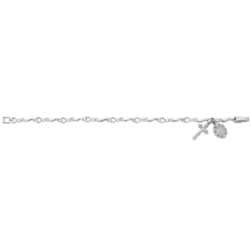 CZ Miraculous Medal Heart Chain Bracelet