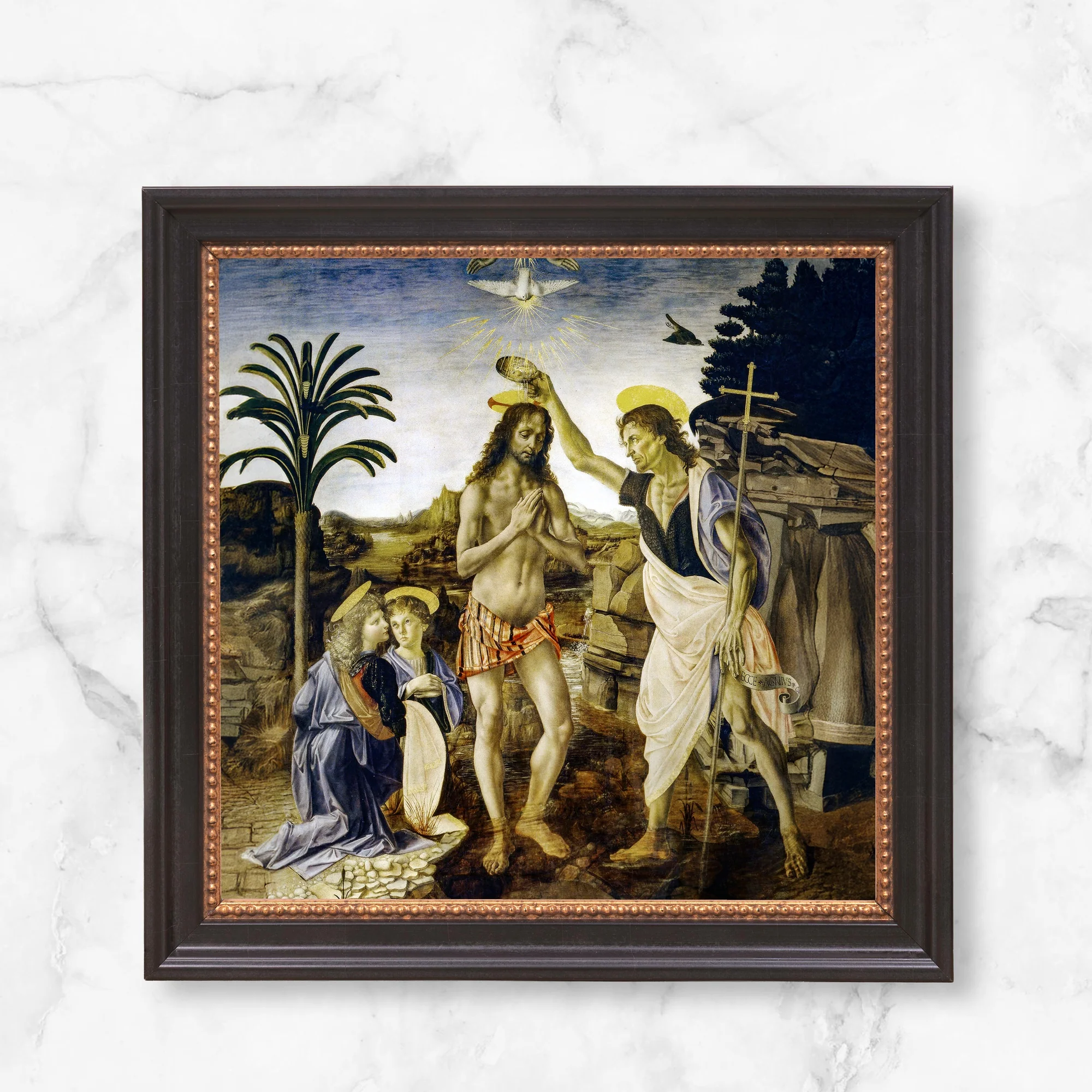 da Vinci's Baptism of Christ Framed Canvas - Sacred Mini Collection - Image 9