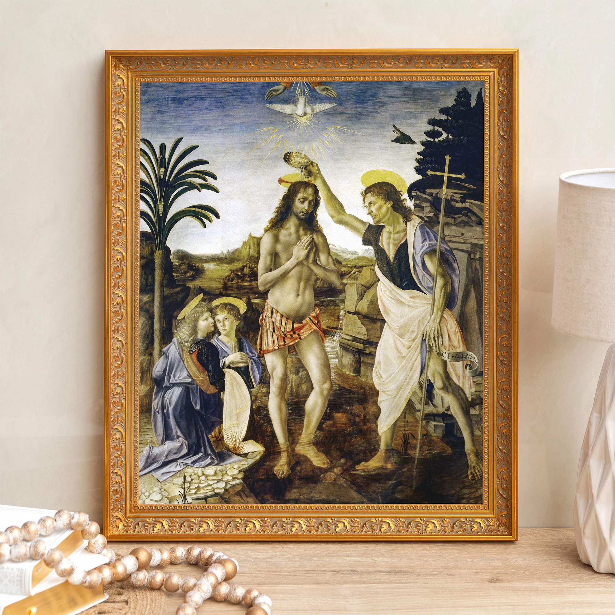 da Vinci's Baptism of Christ Framed Canvas - Sacred Signature Collection - Image 3