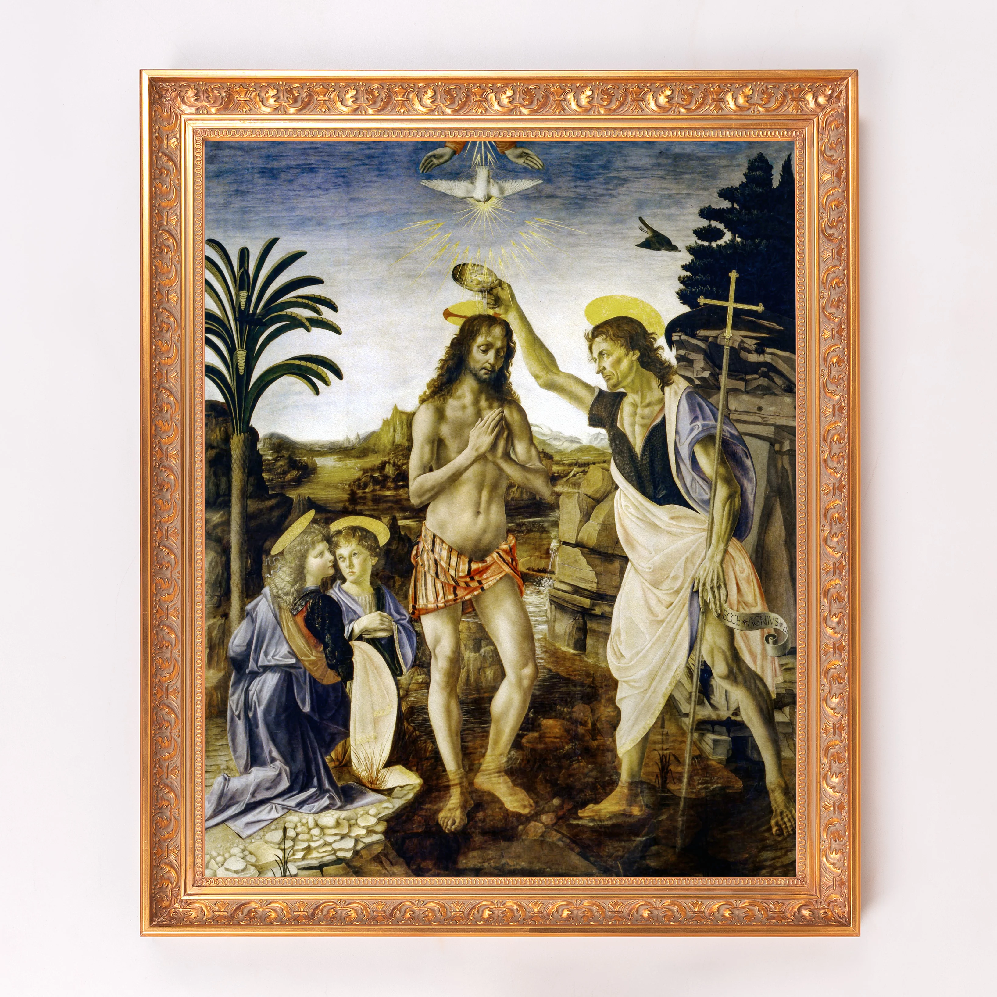 da Vinci's Baptism of Christ Framed Canvas - Sacred Signature Collection - Image 4