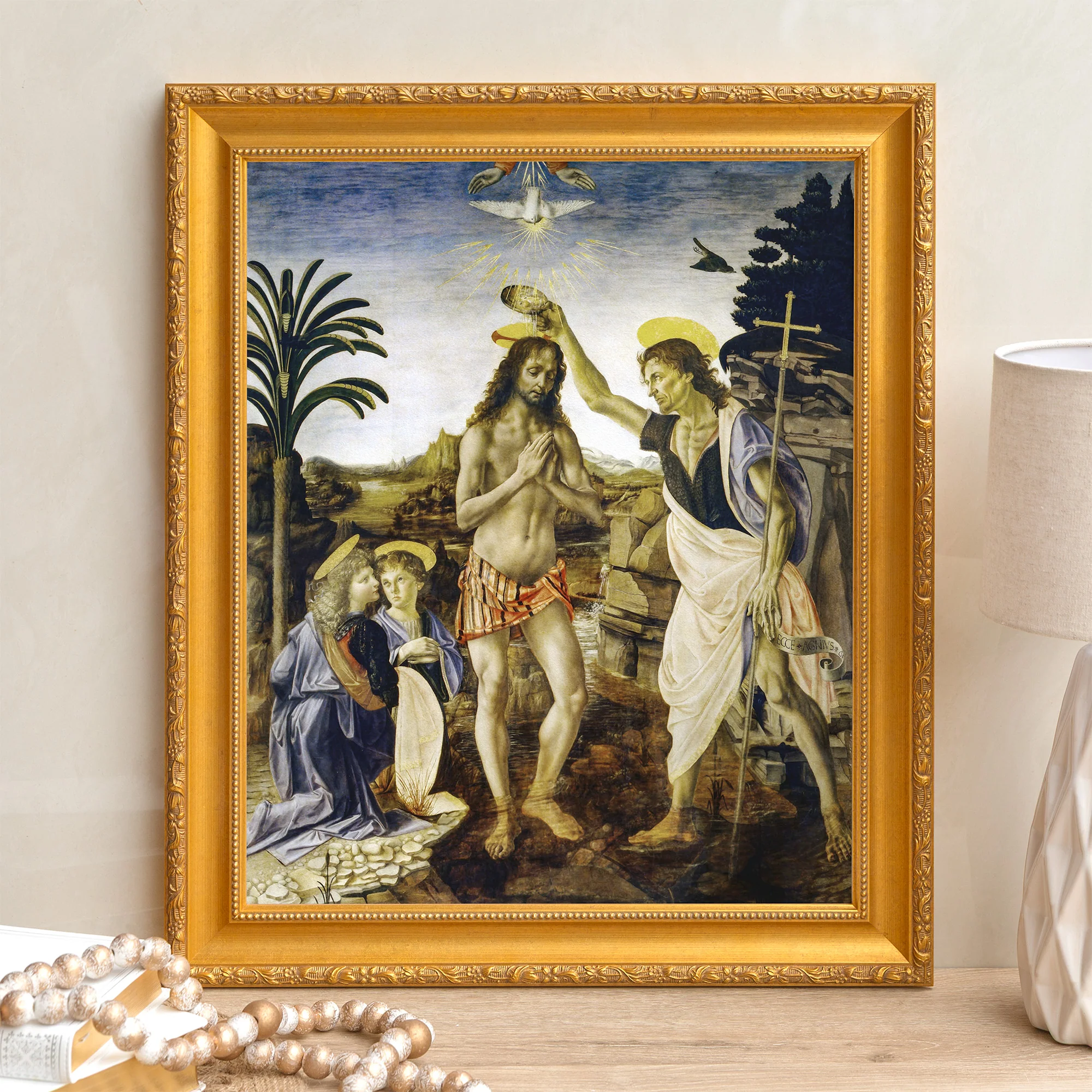 da Vinci's Baptism of Christ Framed Canvas - Sacred Signature Collection - Image 8
