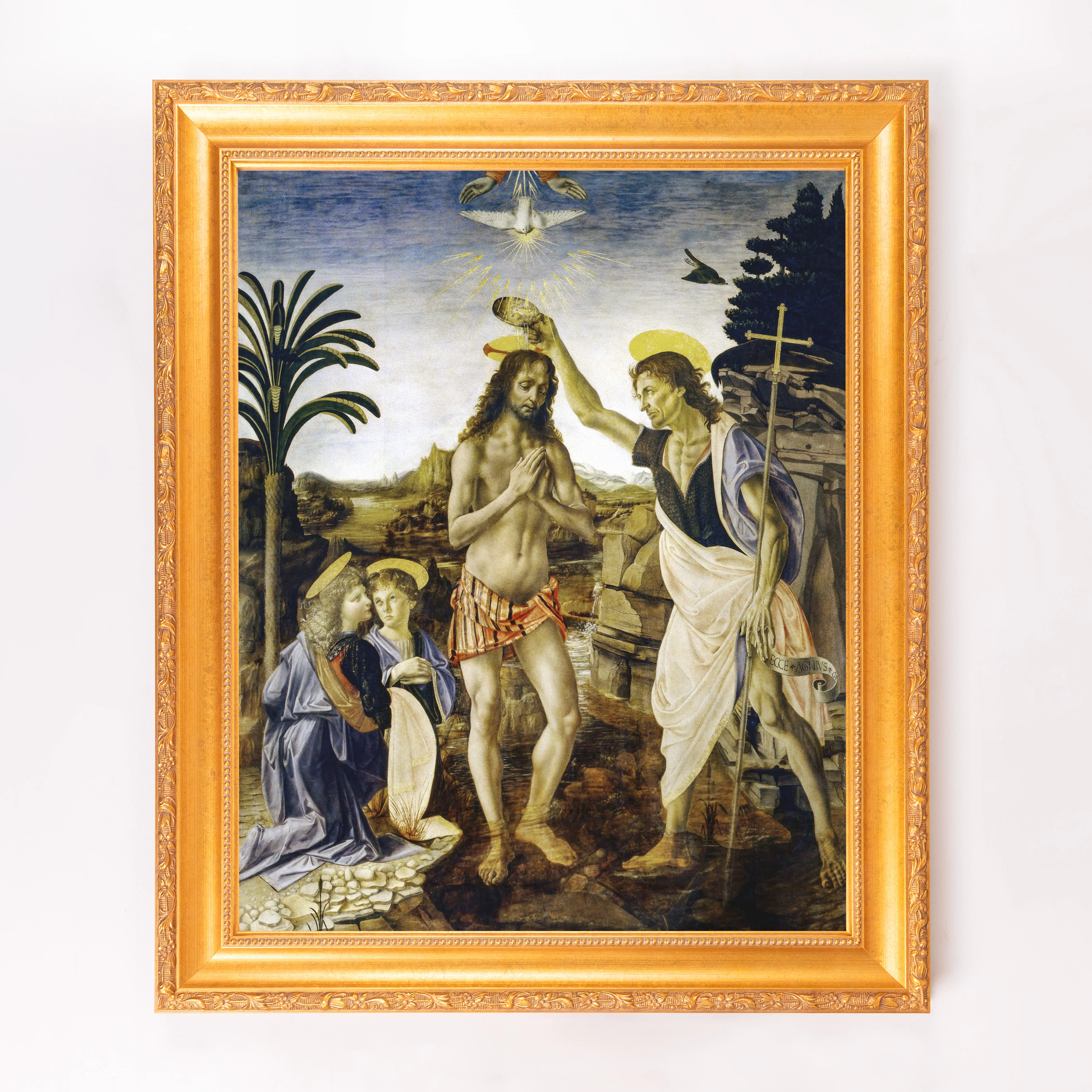 da Vinci's Baptism of Christ Framed Canvas - Sacred Signature Collection - Image 9