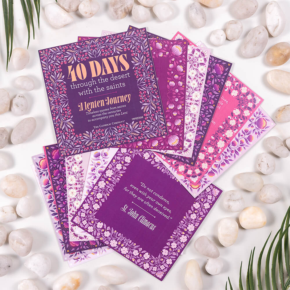 Daily Saints of Lent Inspirational Cards & Easel & If You Seek Patience Tumbler Gift Set - Image 3