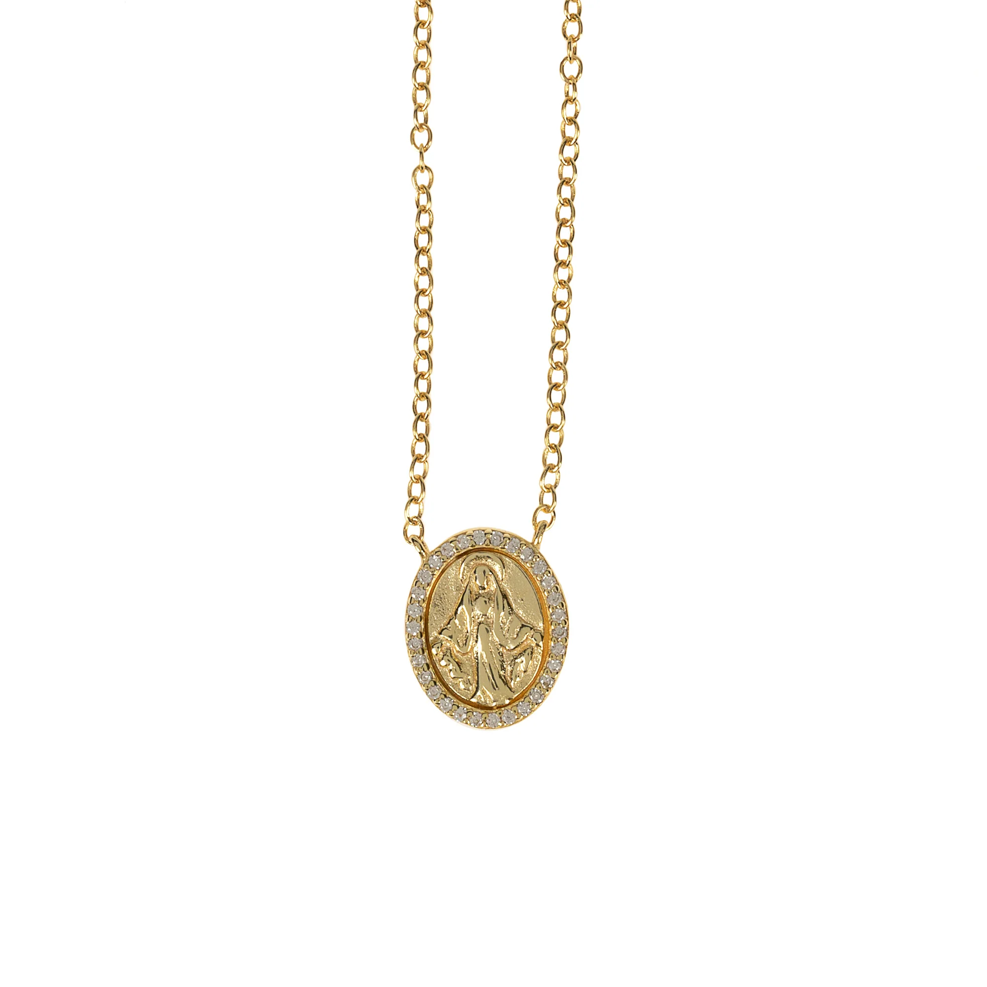 Dainty Shimmer Gold Over Sterling Silver Marian Necklace - Image 2