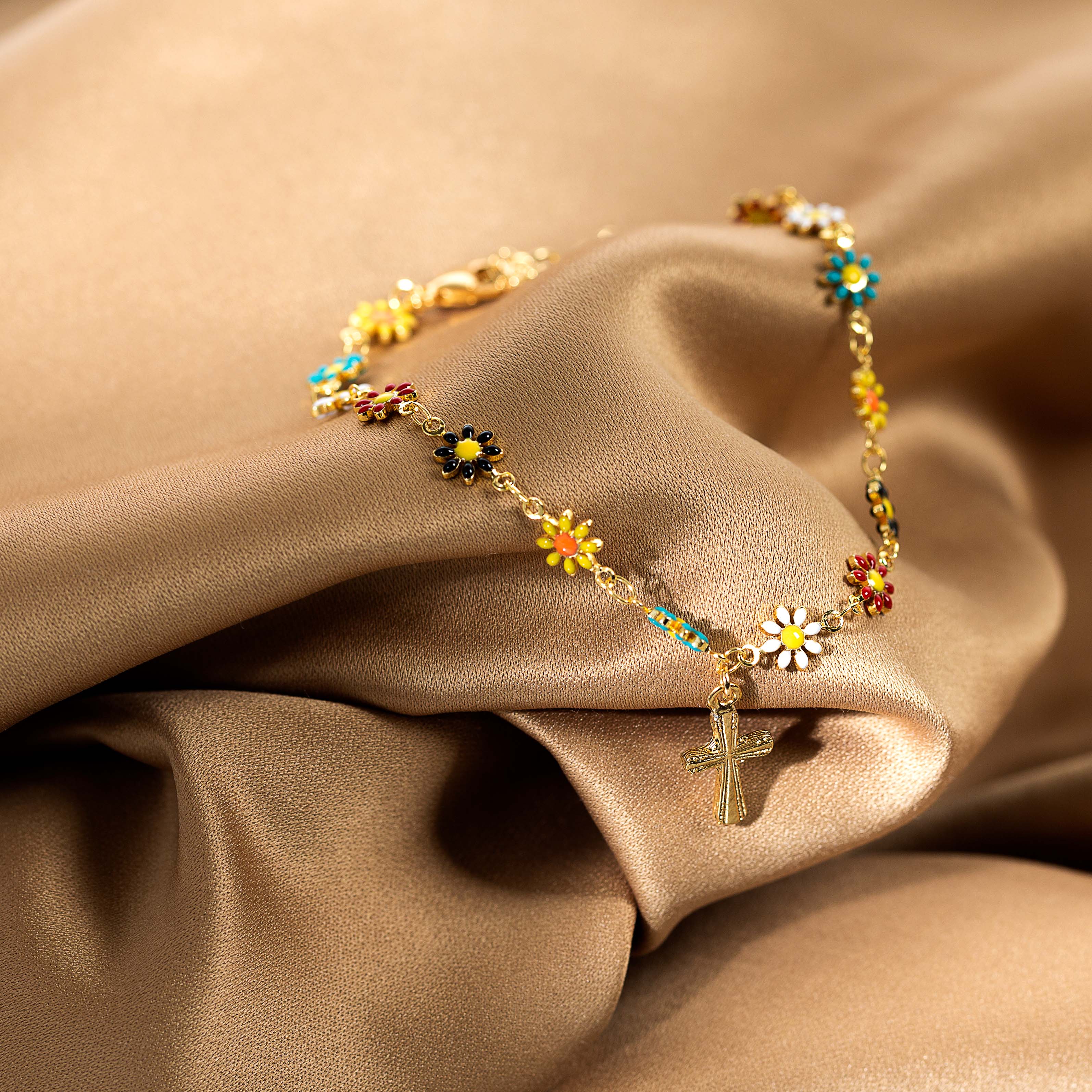 Daisy Chain Cross Anklet - Image 4