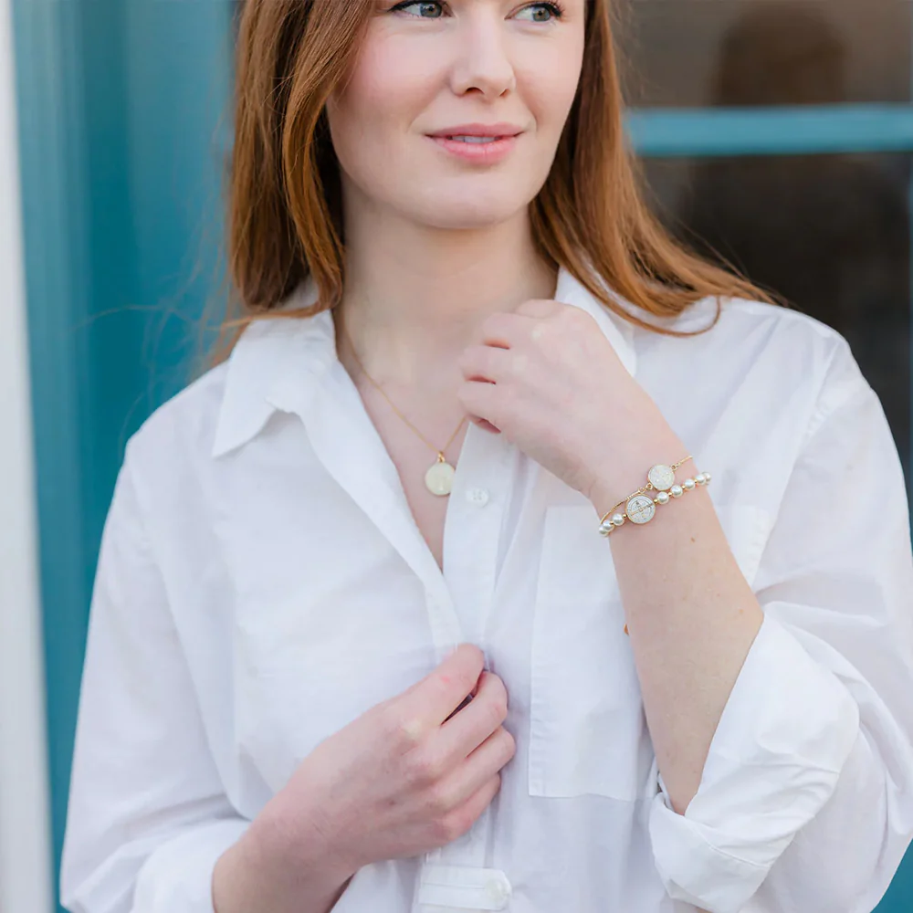 Daughter of the King Pearl St. Benedict Medal Bracelet - Image 2