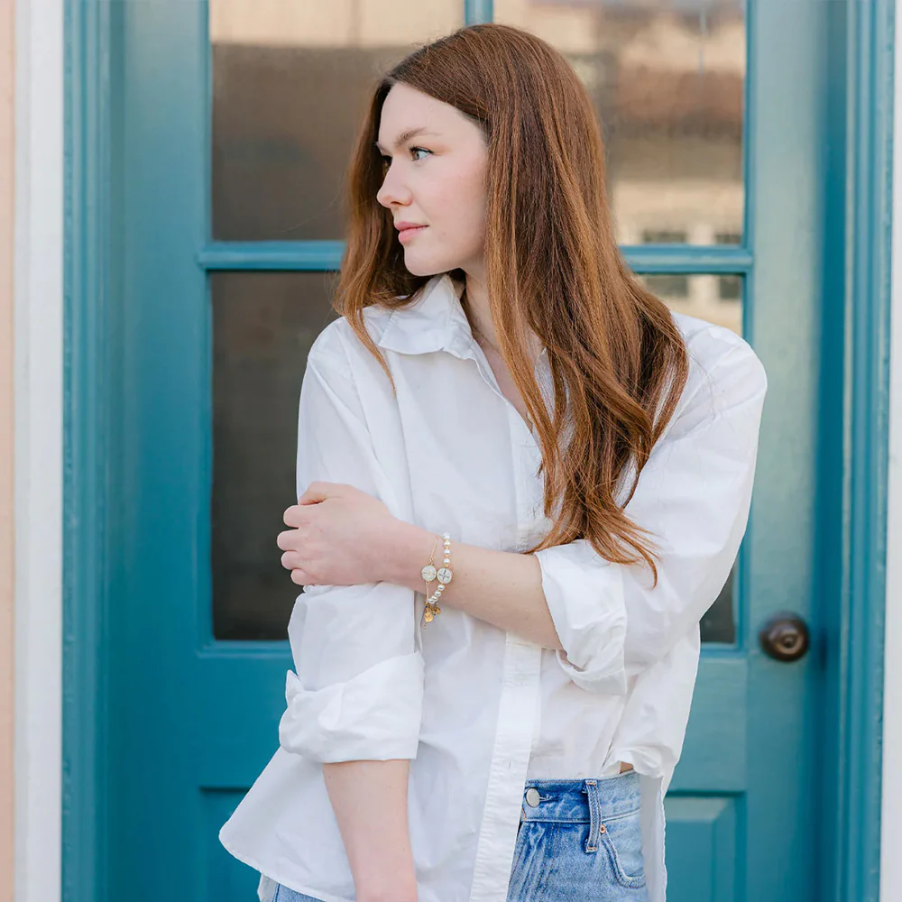 Daughter of the King Pearl St. Benedict Medal Bracelet - Image 3