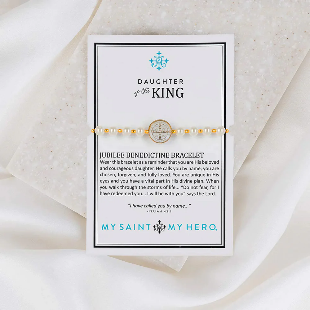 Daughter of the King Pearl St. Benedict Medal Bracelet - Image 4