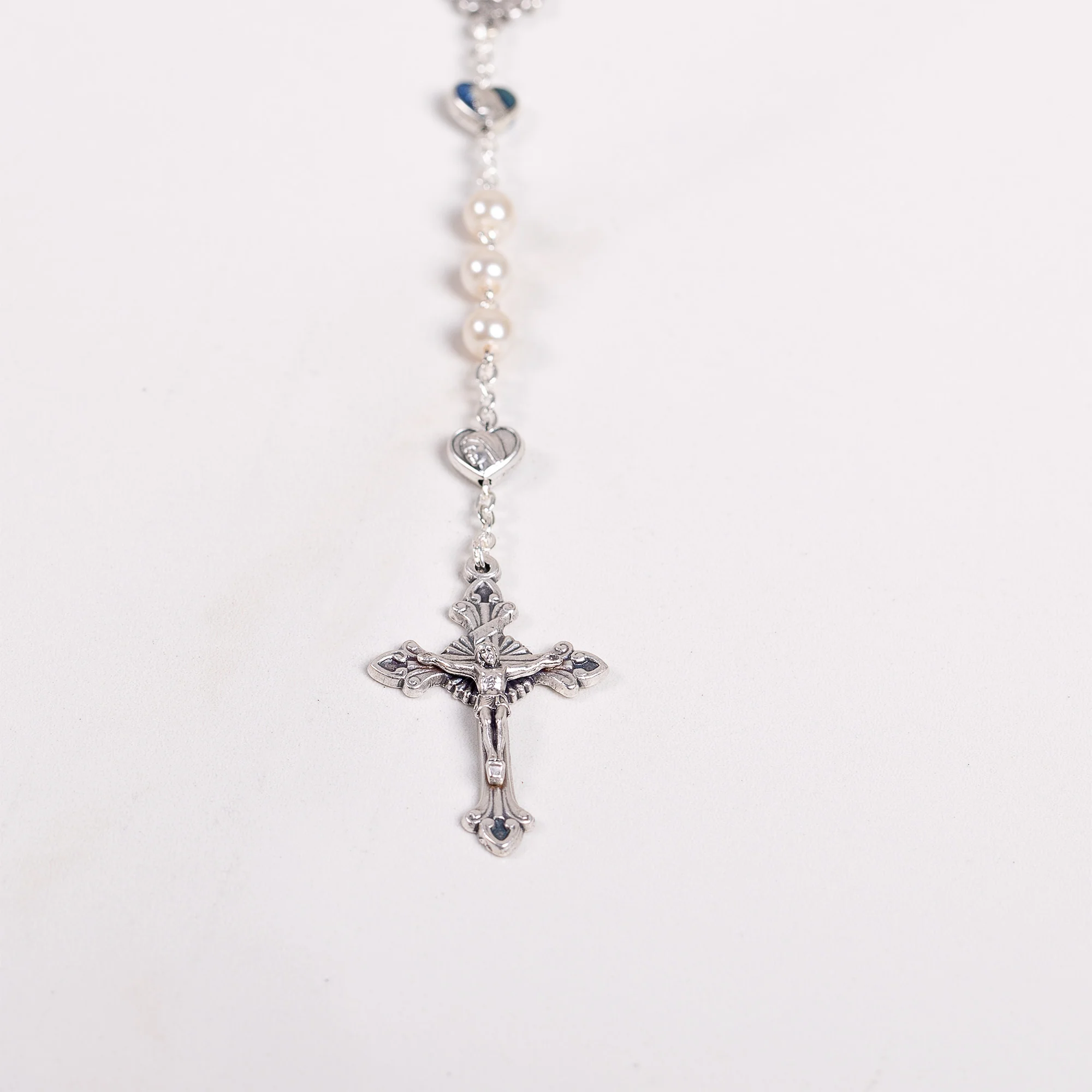 Delicate Glass Pearl & Blue Rosary - Image 4