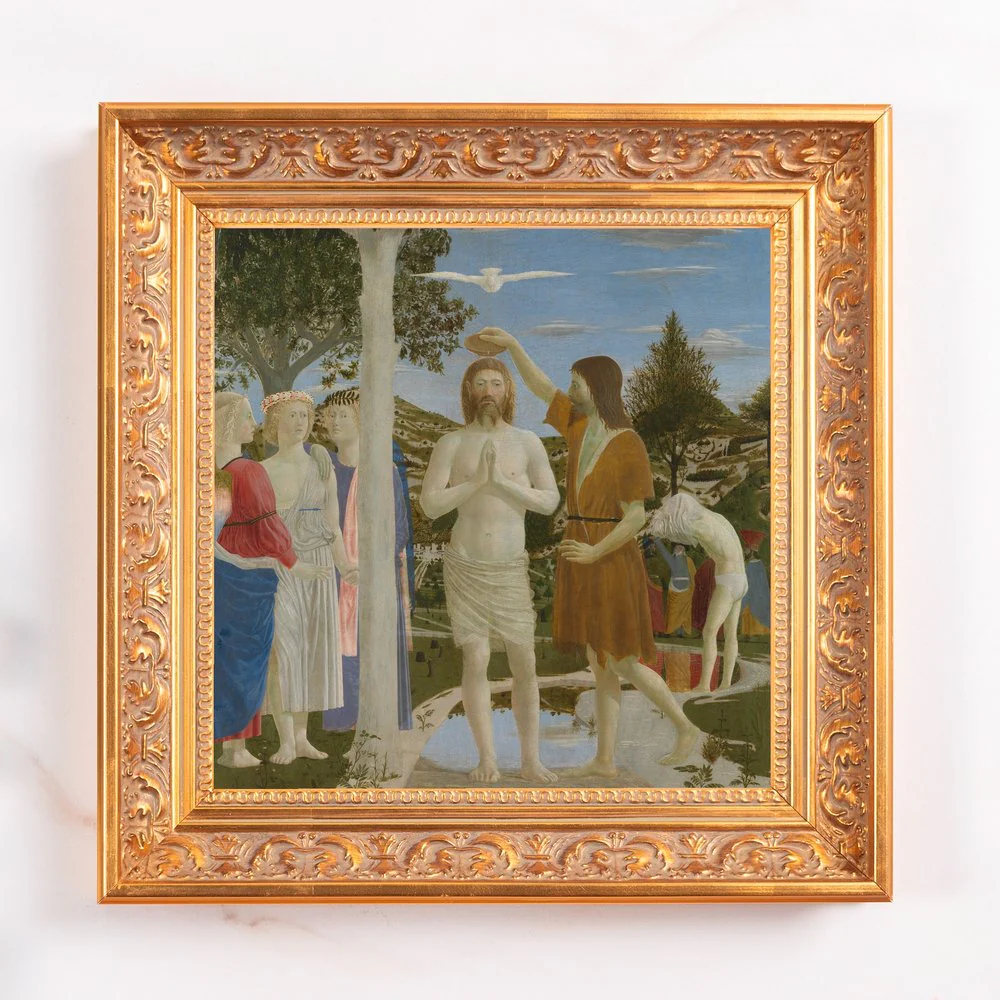 della Francesca's Baptism of Christ Framed Canvas - Sacred Mini Collection - Image 2