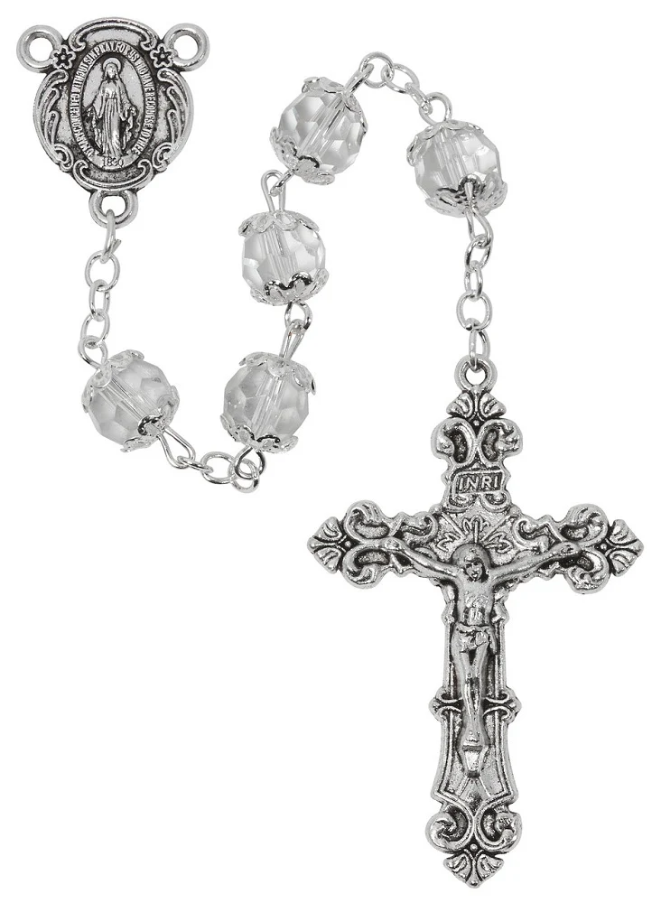 Deluxe Clear Crystal Capped Rosary
