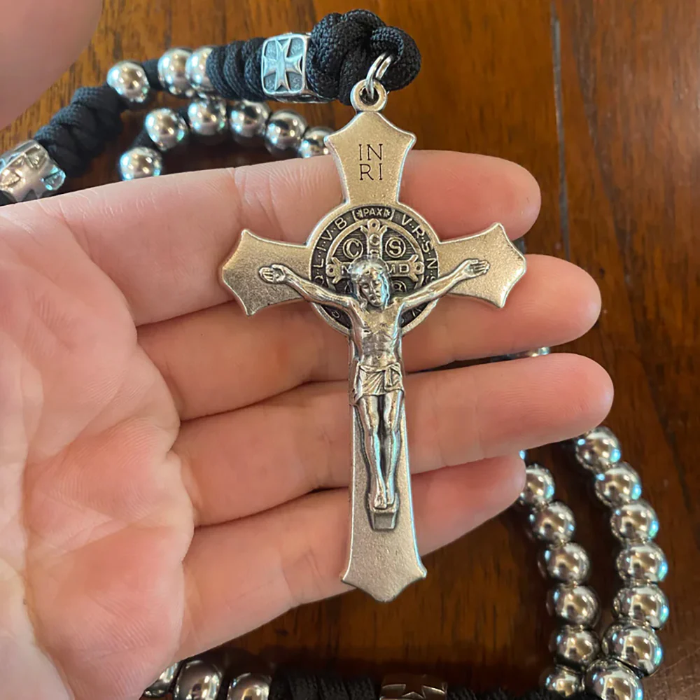 Deluxe Stainless Steel St. Michael Paracord Rosary - Image 2