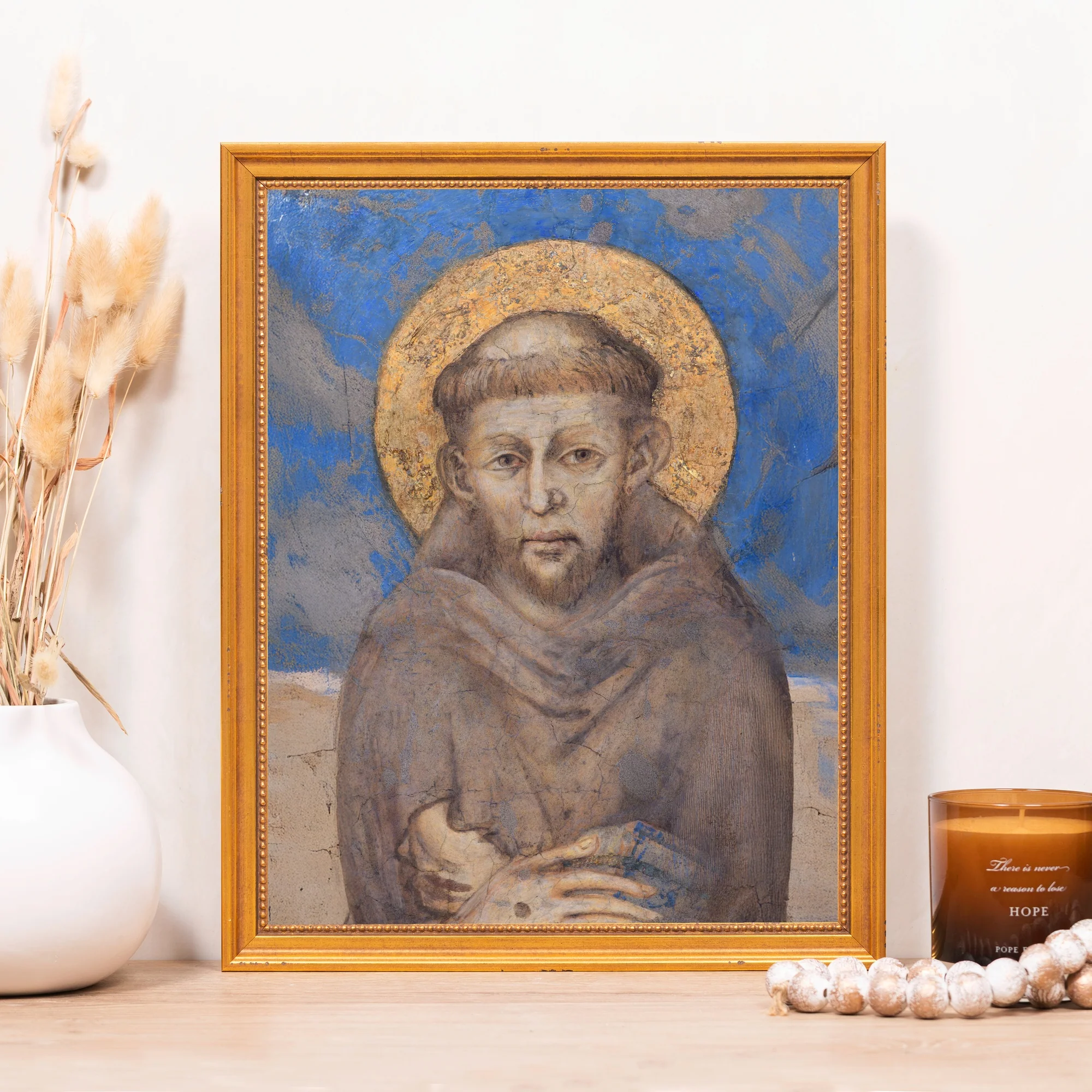 Detail of Cimabue's St. Francis Framed Canvas - Sacred Classics Collection - Image 4