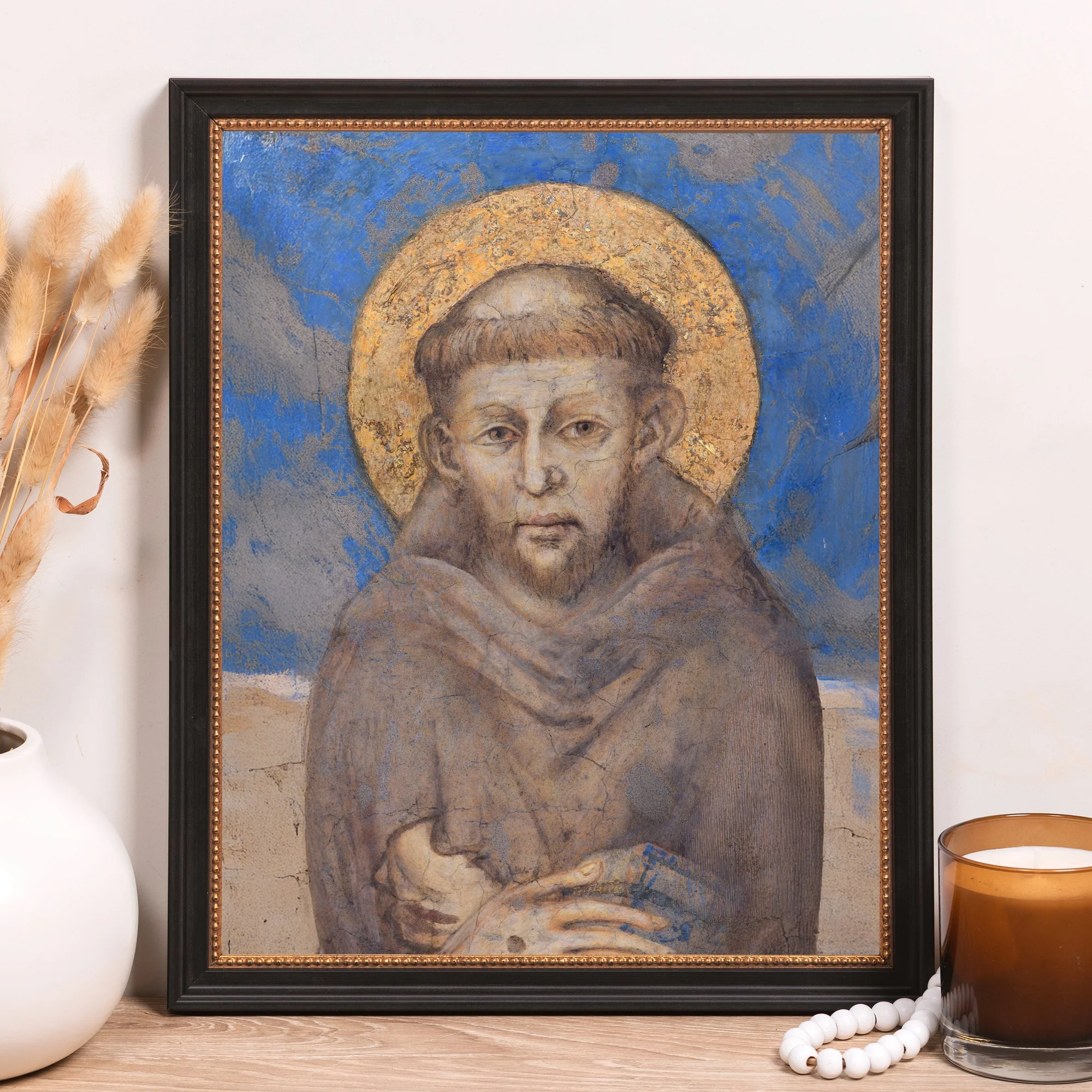 Detail of Cimabue's St. Francis Framed Canvas - Sacred Classics Collection - Image 8