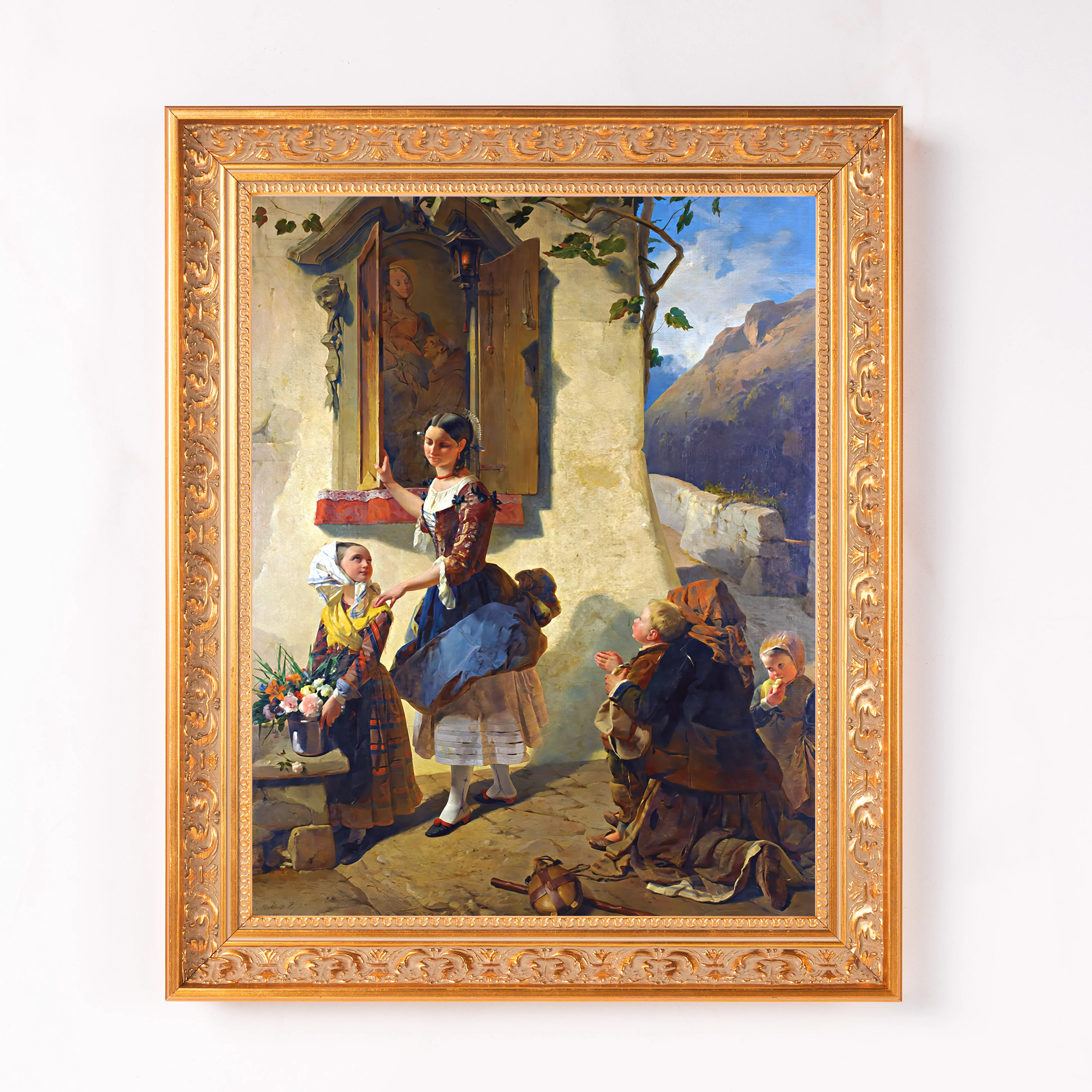 Devotion to an Image of the Virgin Mary Framed Canvas - Sacred Classics Collection - Image 2