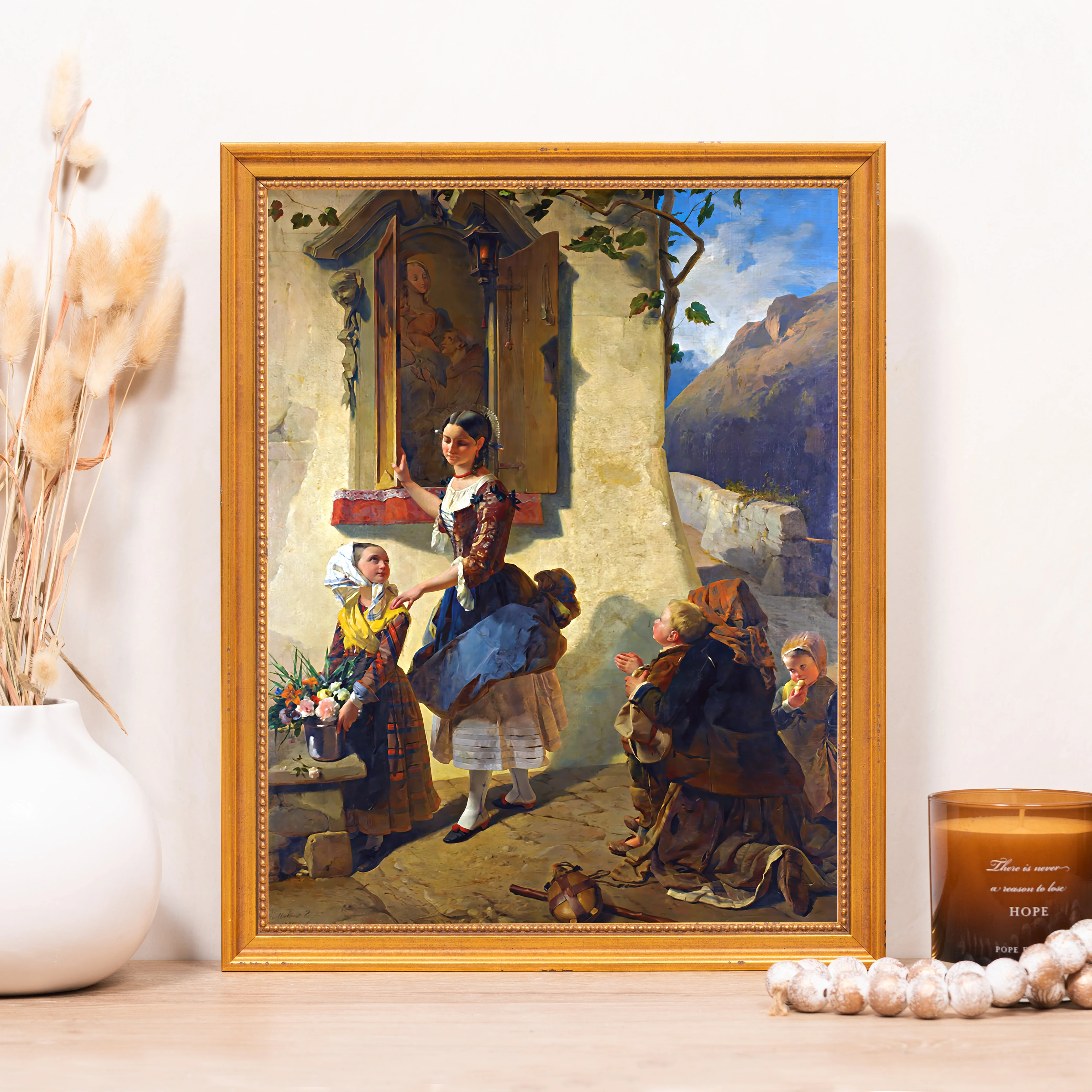 Devotion to an Image of the Virgin Mary Framed Canvas - Sacred Classics Collection - Image 4