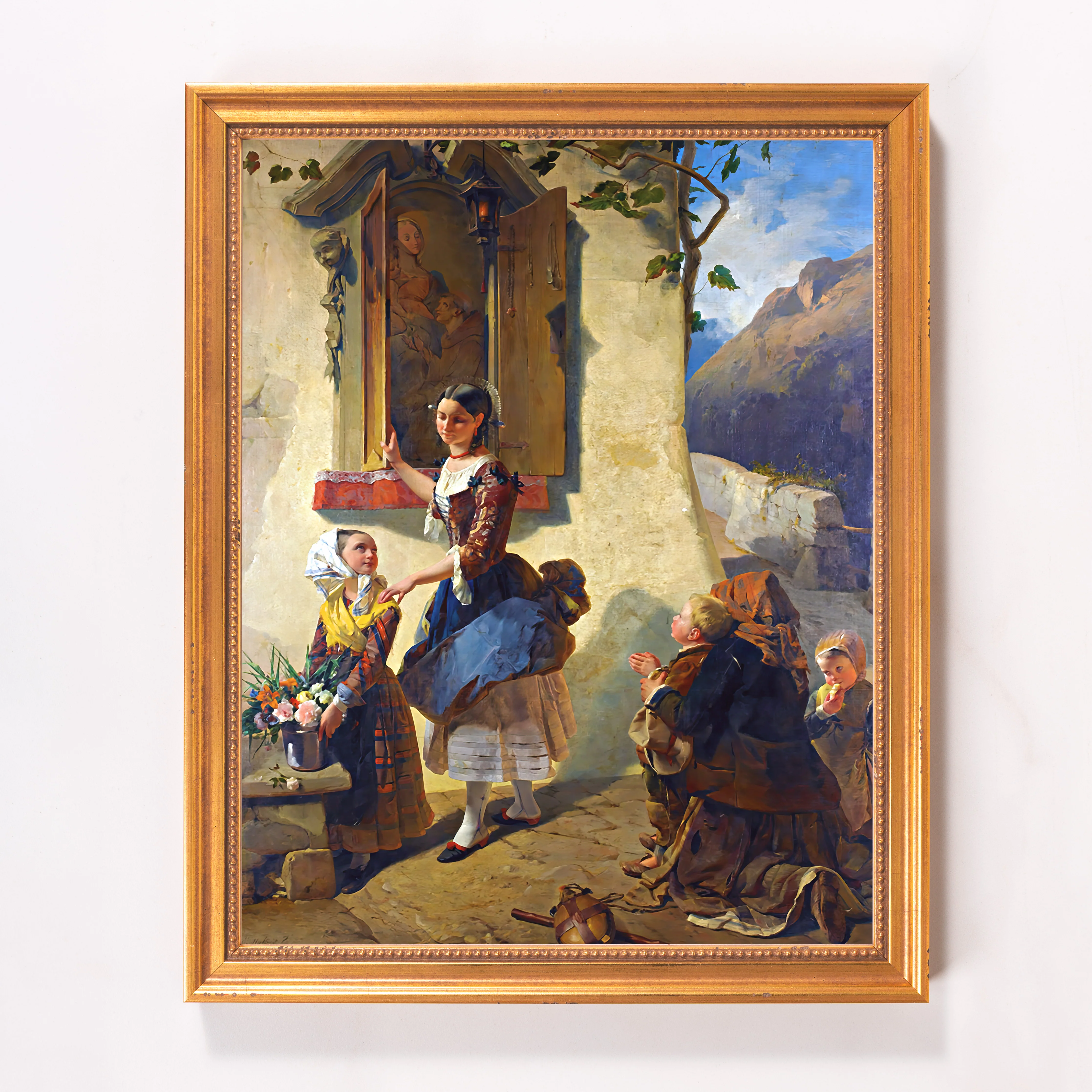 Devotion to an Image of the Virgin Mary Framed Canvas - Sacred Classics Collection - Image 5