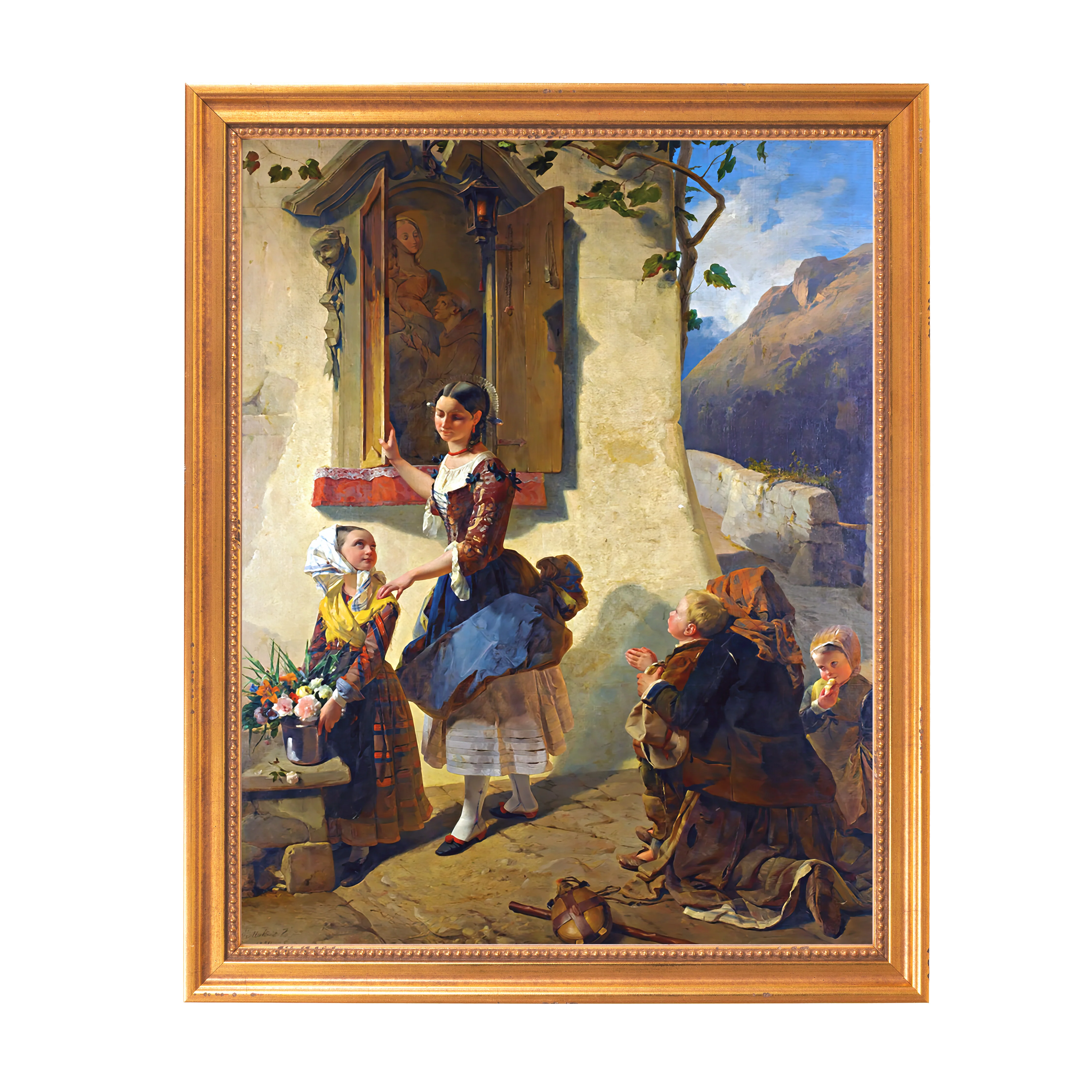 Devotion to an Image of the Virgin Mary Framed Canvas - Sacred Classics Collection - Image 6