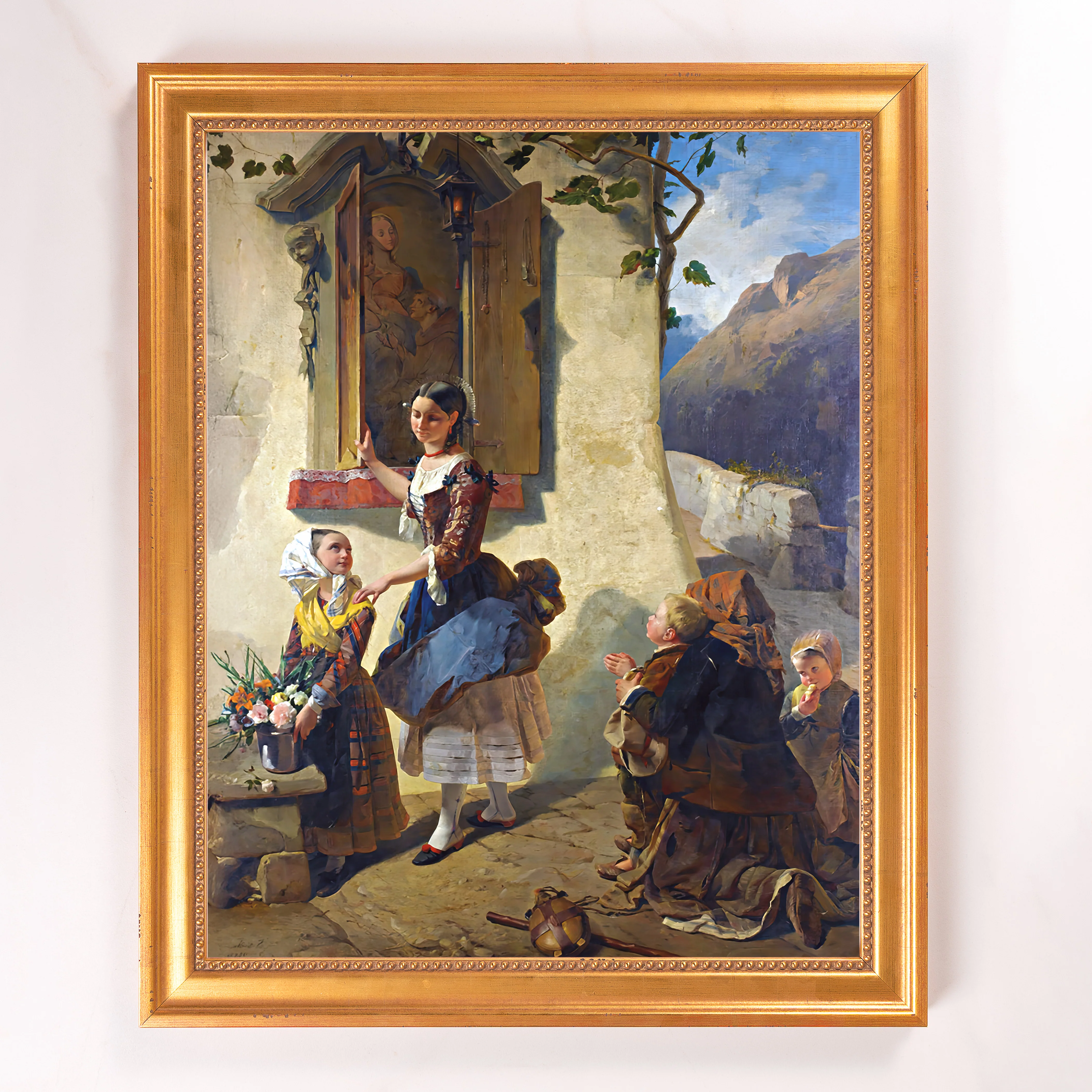 Devotion to an Image of the Virgin Mary Framed Canvas - Sacred Signature Collection - Image 3