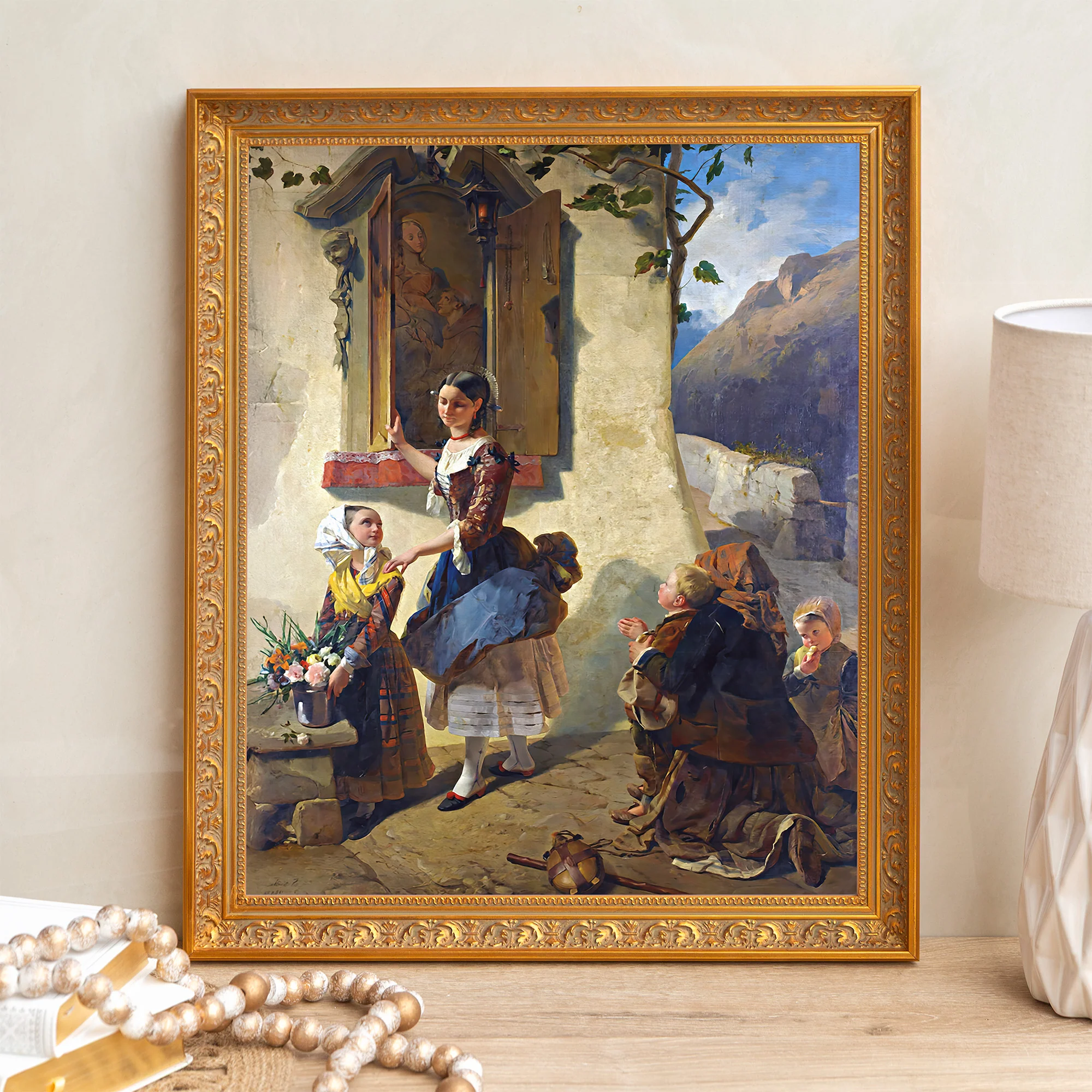 Devotion to an Image of the Virgin Mary Framed Canvas - Sacred Signature Collection - Image 7