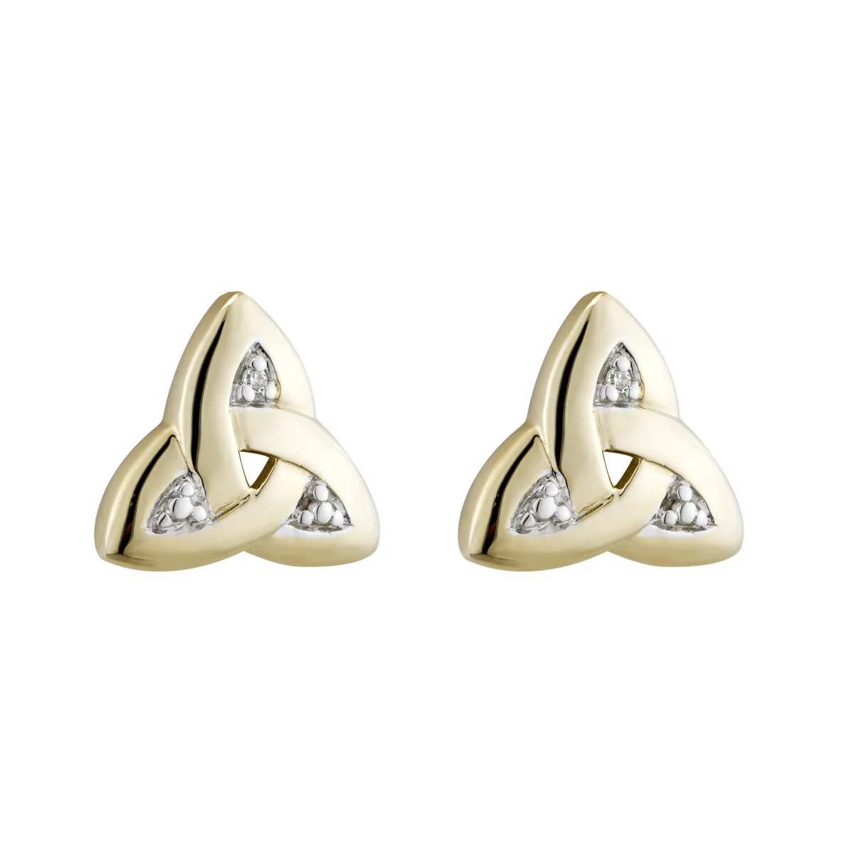 Diamond Trinity Knot Earrings in 14K Gold
