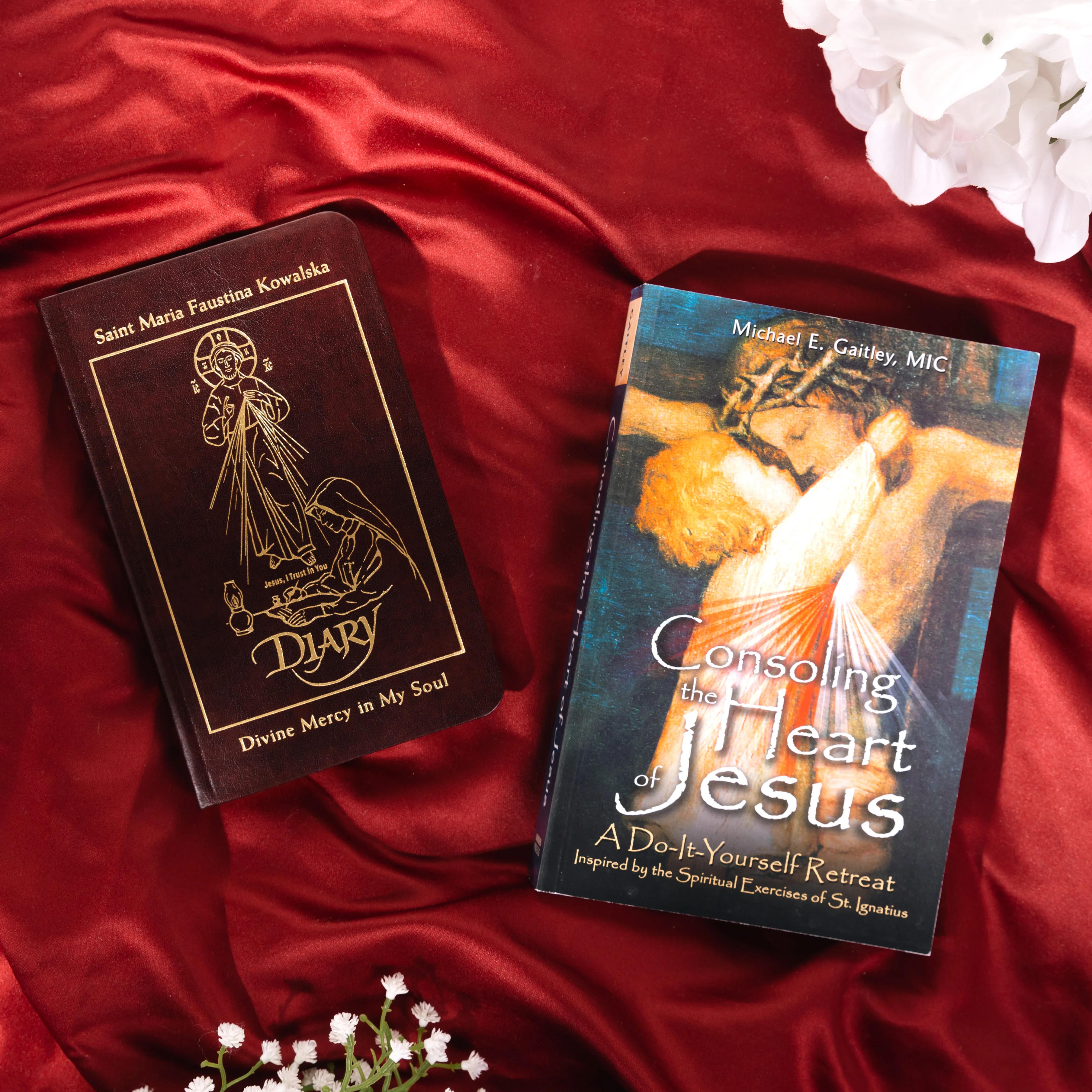 Diary of Saint Maria Faustina Kowalska - Divine Mercy in My Soul (Leather Cover) & Consoling the Heart of Jesus - A Do-It-Yourself Retreat (2 Book Set)