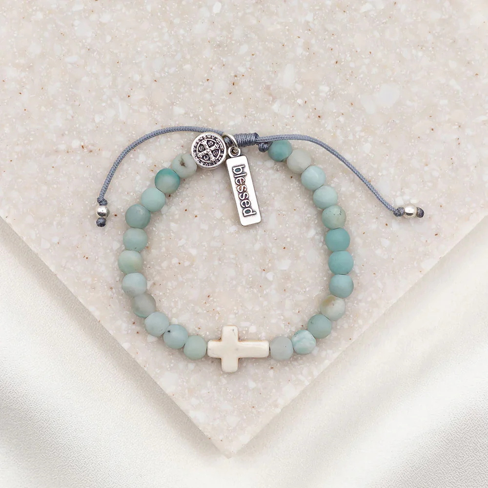 Divine Grace Amazonite Cross Bracelet - Image 2