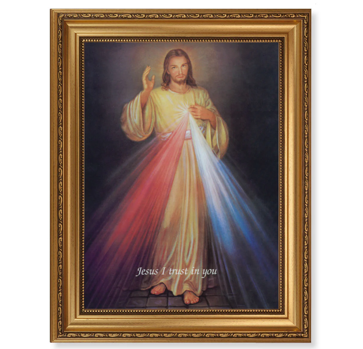 Divine Mercy Antique Gold Framed Art - 15" x 19"