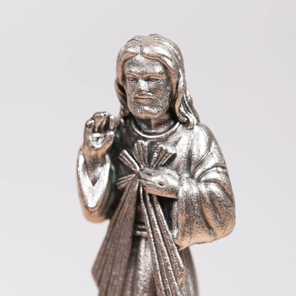 Divine Mercy Figurine on Olive Wood Base - 2.64" - Image 2