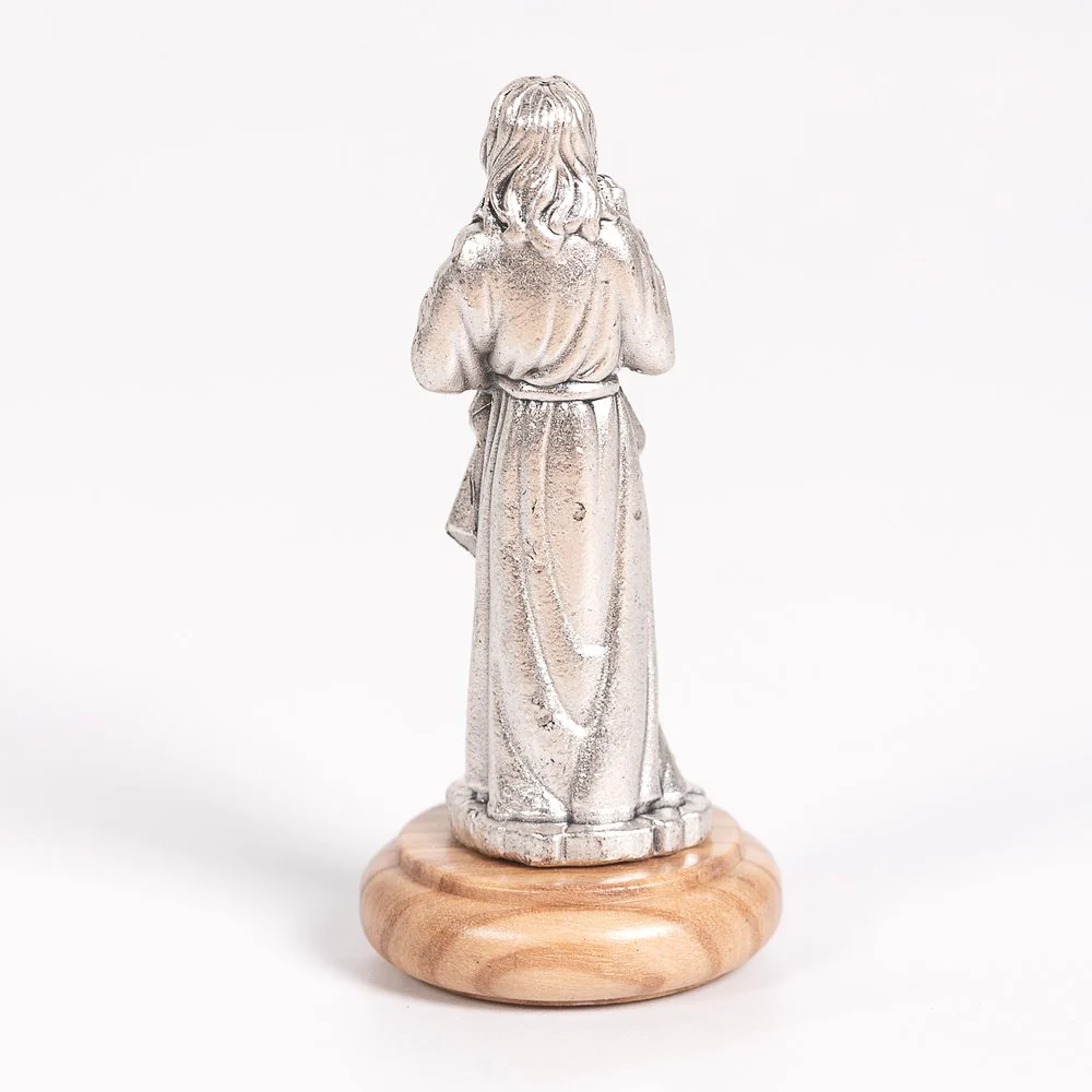 Divine Mercy Figurine on Olive Wood Base - 2.64" - Image 4