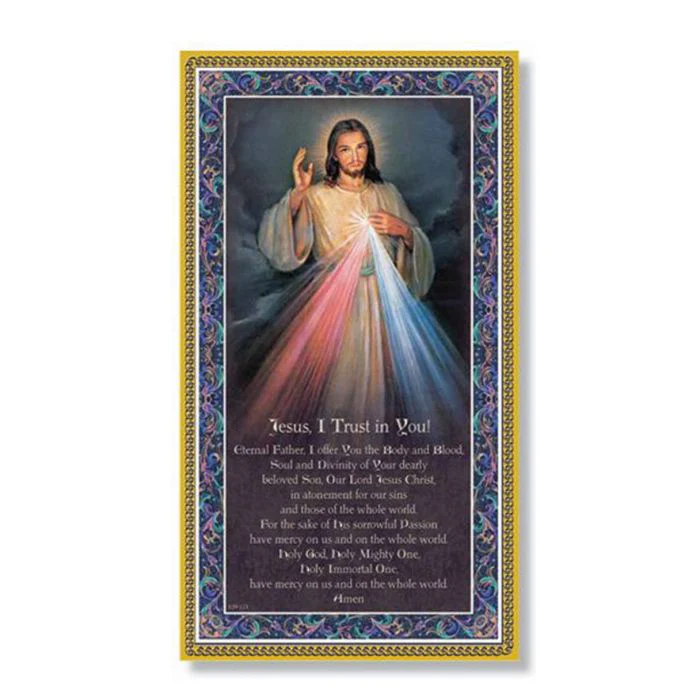 Divine Mercy Gold Foil Wood Plaque - 5" x 9"