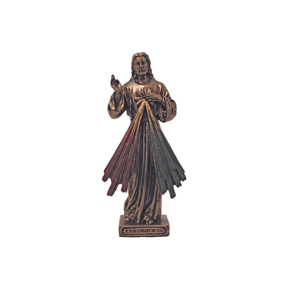 Divine Mercy Hand Painted Cold Cast Bronze Figurine - 3.5"