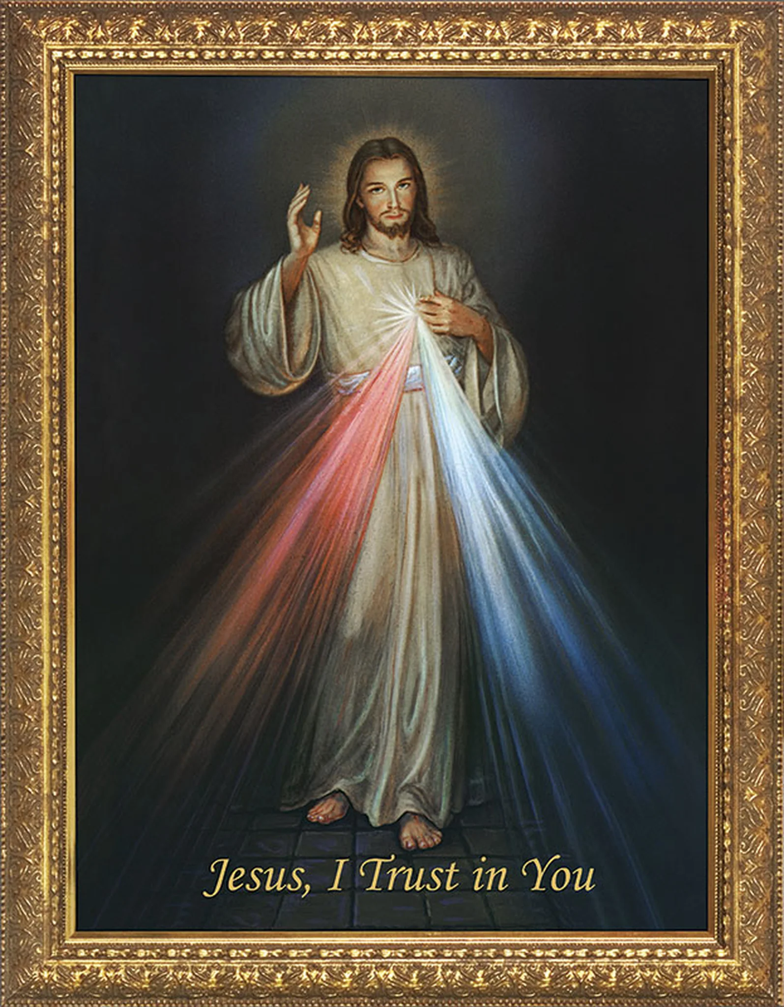 Divine Mercy in Gold Frame - Various Sizes