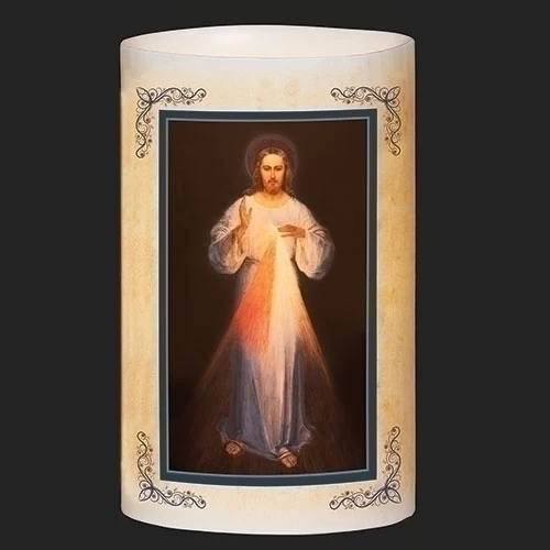 Divine Mercy LED Pillar Candle - 6"