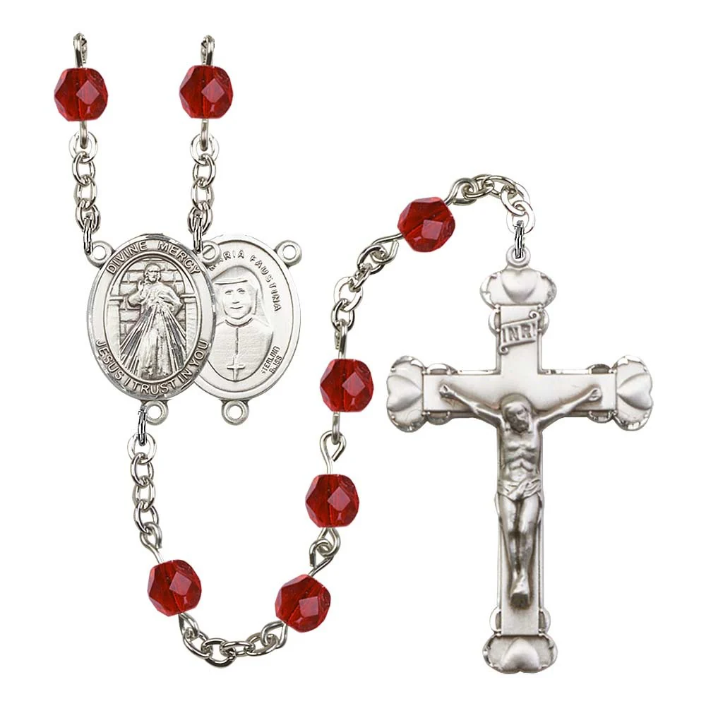 Divine Mercy Red July Rosary 6mm