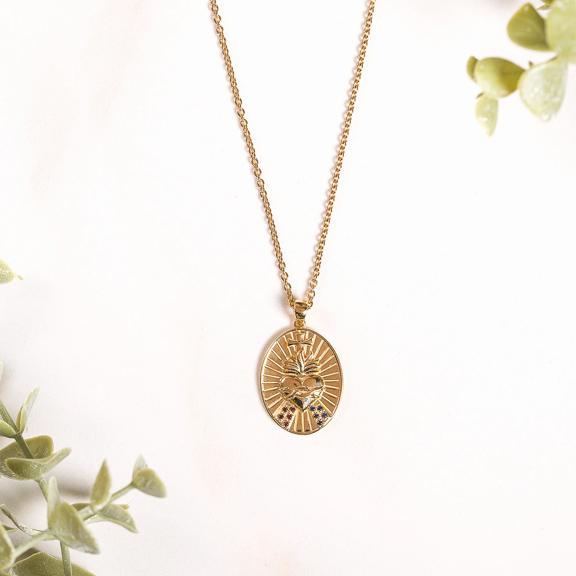 Divine Mercy & Sacred Heart Necklace - Silver or Gold - Image 4