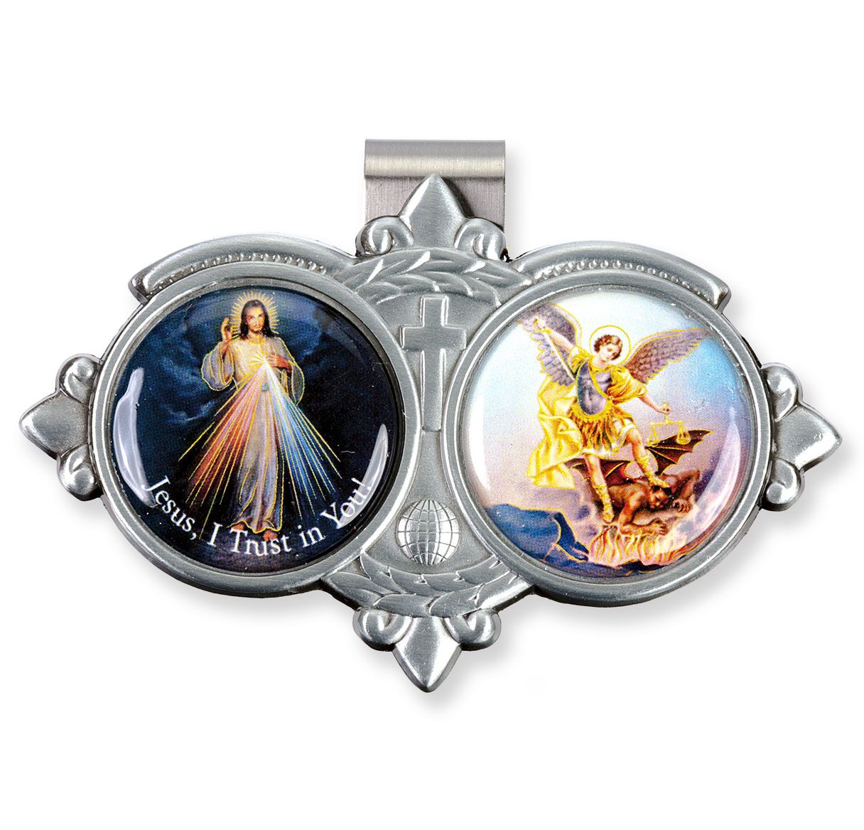 Divine Mercy & St. Michael Colored Visor Clip