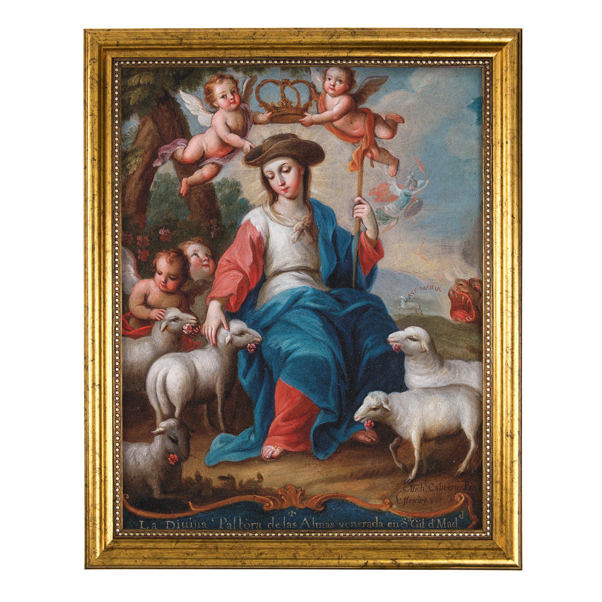 Divine Shepherdess Gold Framed Print - Multiple Sizes