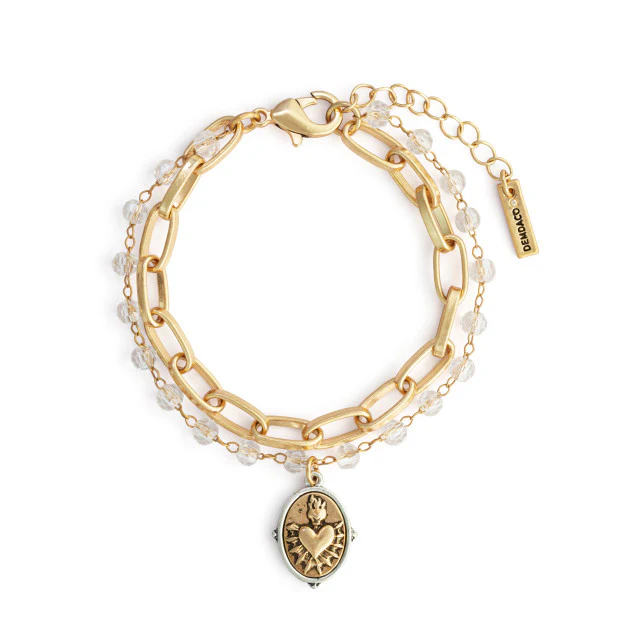 Double Strand Sacred Heart Bracelet - Gold or Silver - Image 2