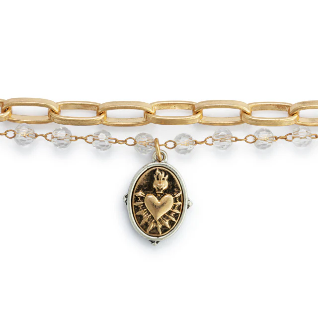 Double Strand Sacred Heart Bracelet - Gold or Silver - Image 3