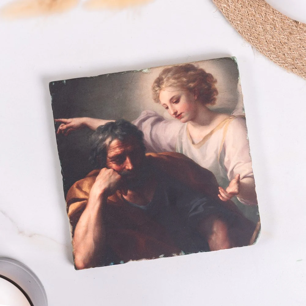 Dream of St. Joseph Tumbled Stone Tile - 6" x 6" - Image 2