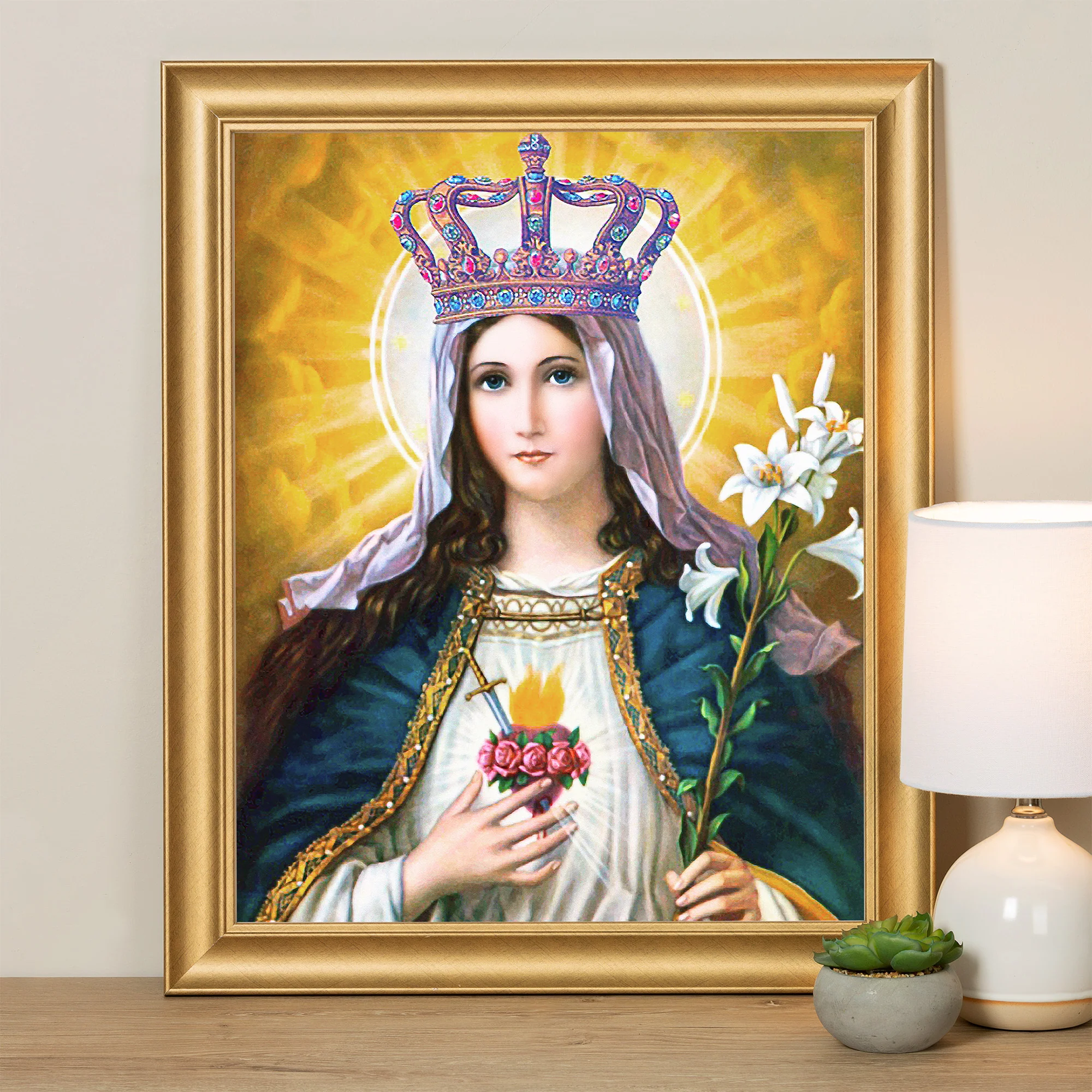 Eastern Influence Immaculate Heart Gold Framed Print - Multiple Sizes