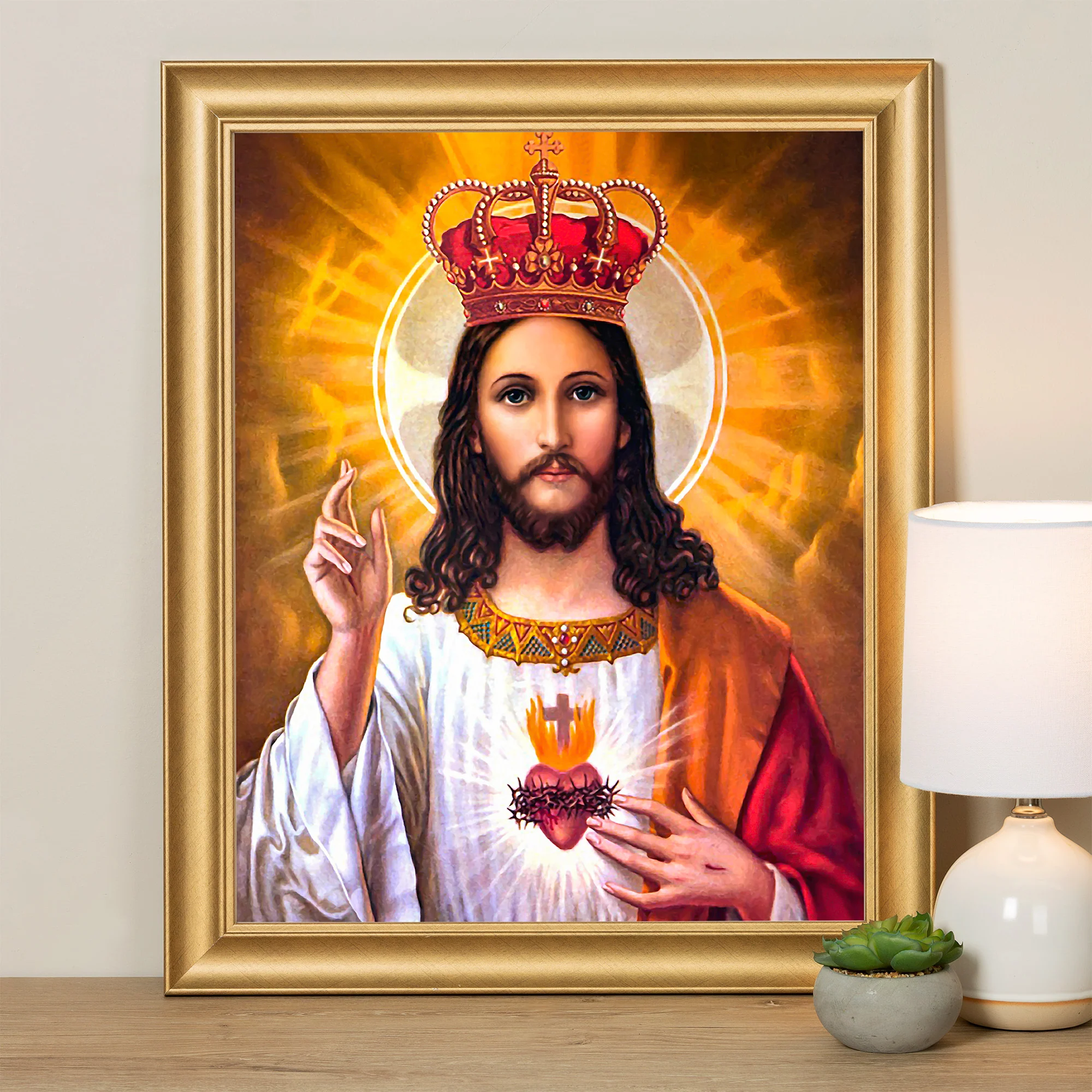 Eastern Influence Sacred Heart Gold Framed Print - Multiple Sizes