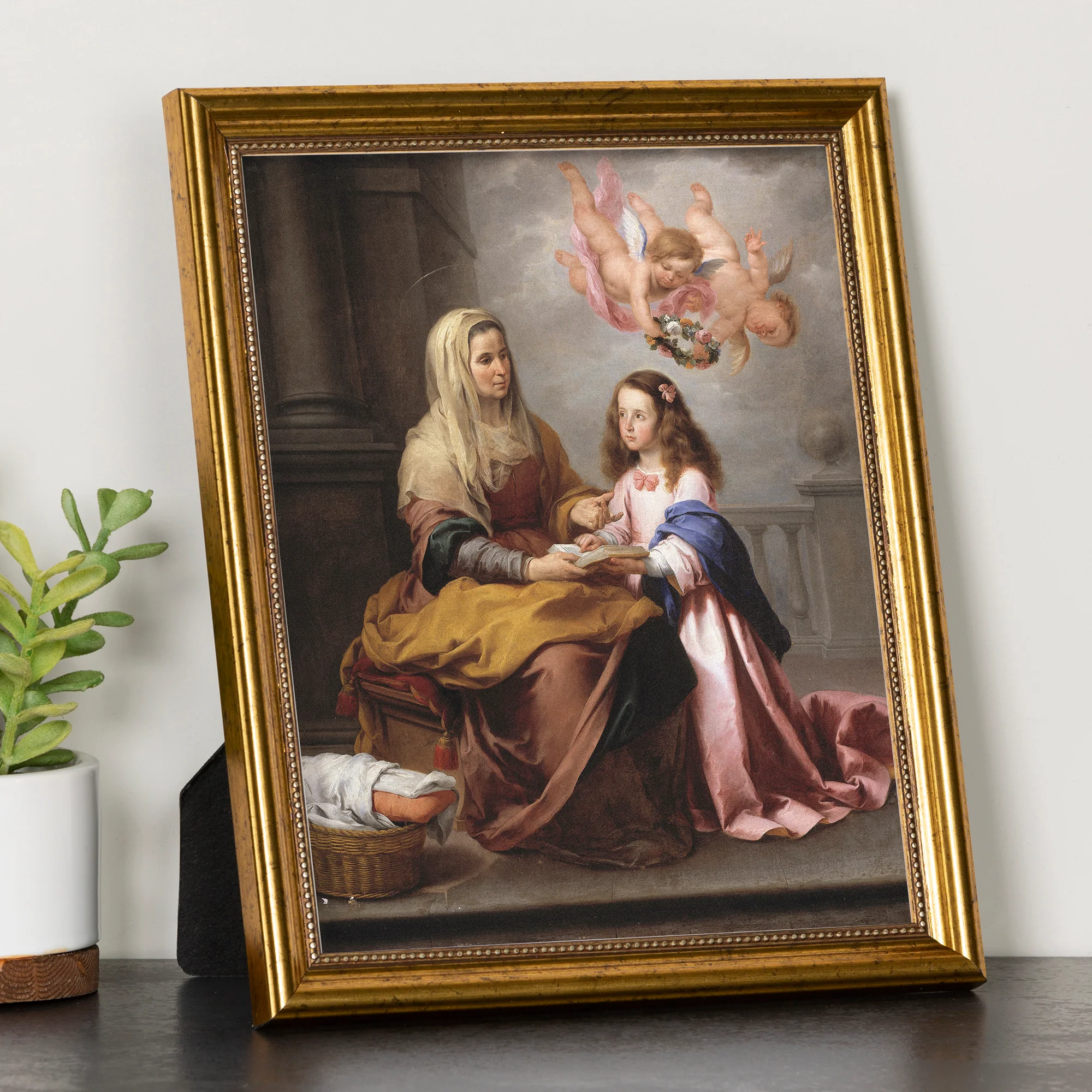Education of the Virgin Antique Gold Framed Print - Multiple Sizes