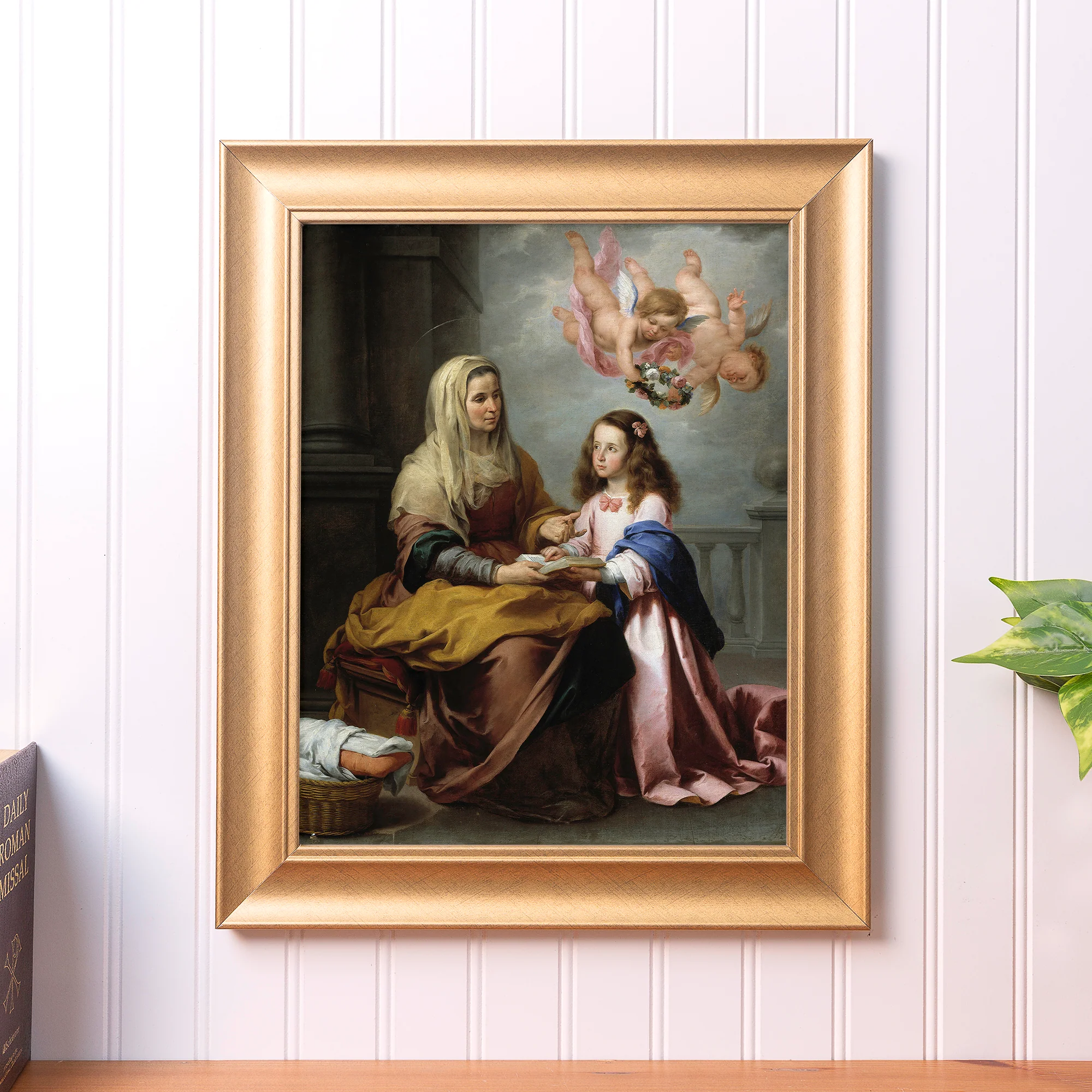 Education of the Virgin Antique Gold Framed Print - Multiple Sizes - Image 3