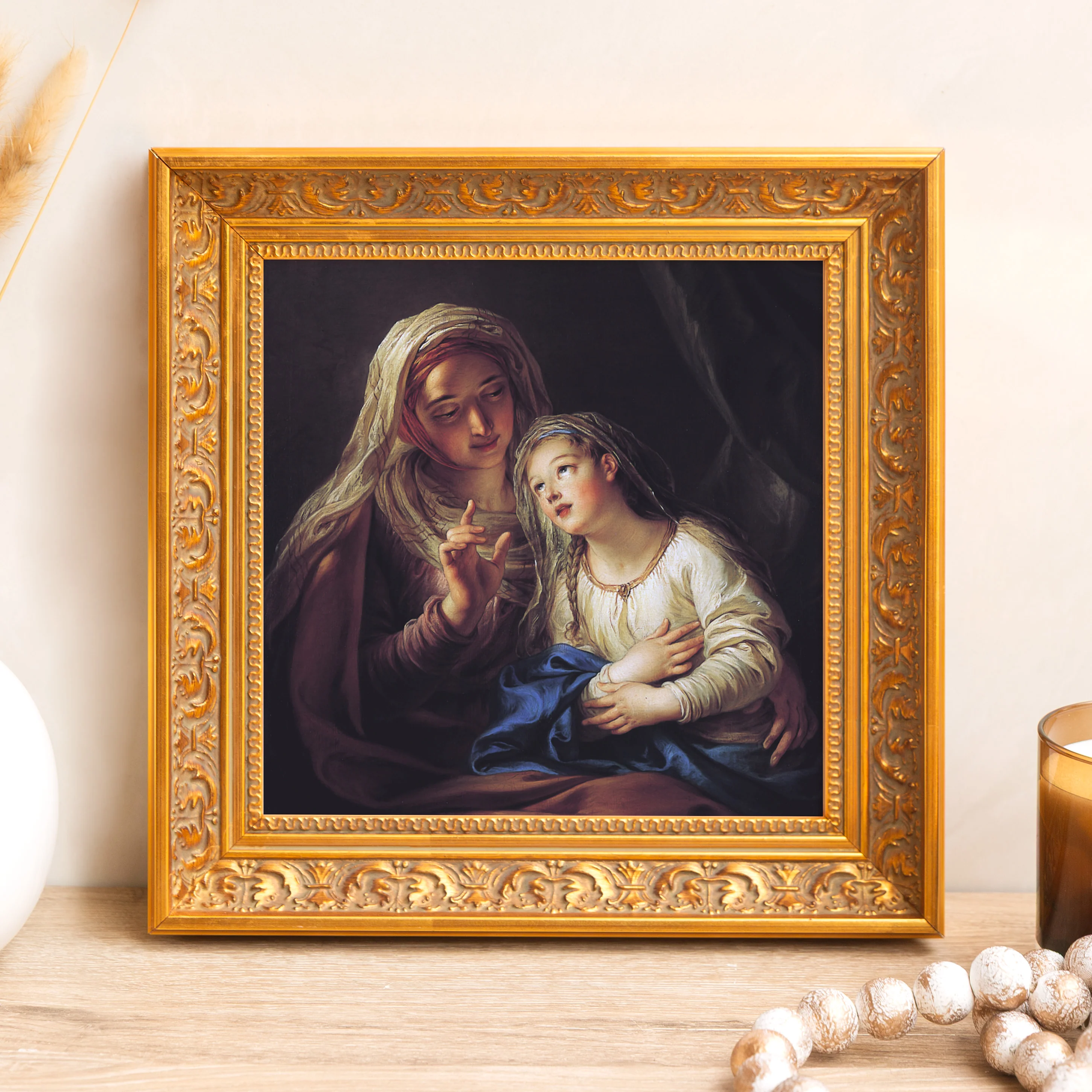 Education of the Virgin Framed Canvas - Sacred Mini Collection
