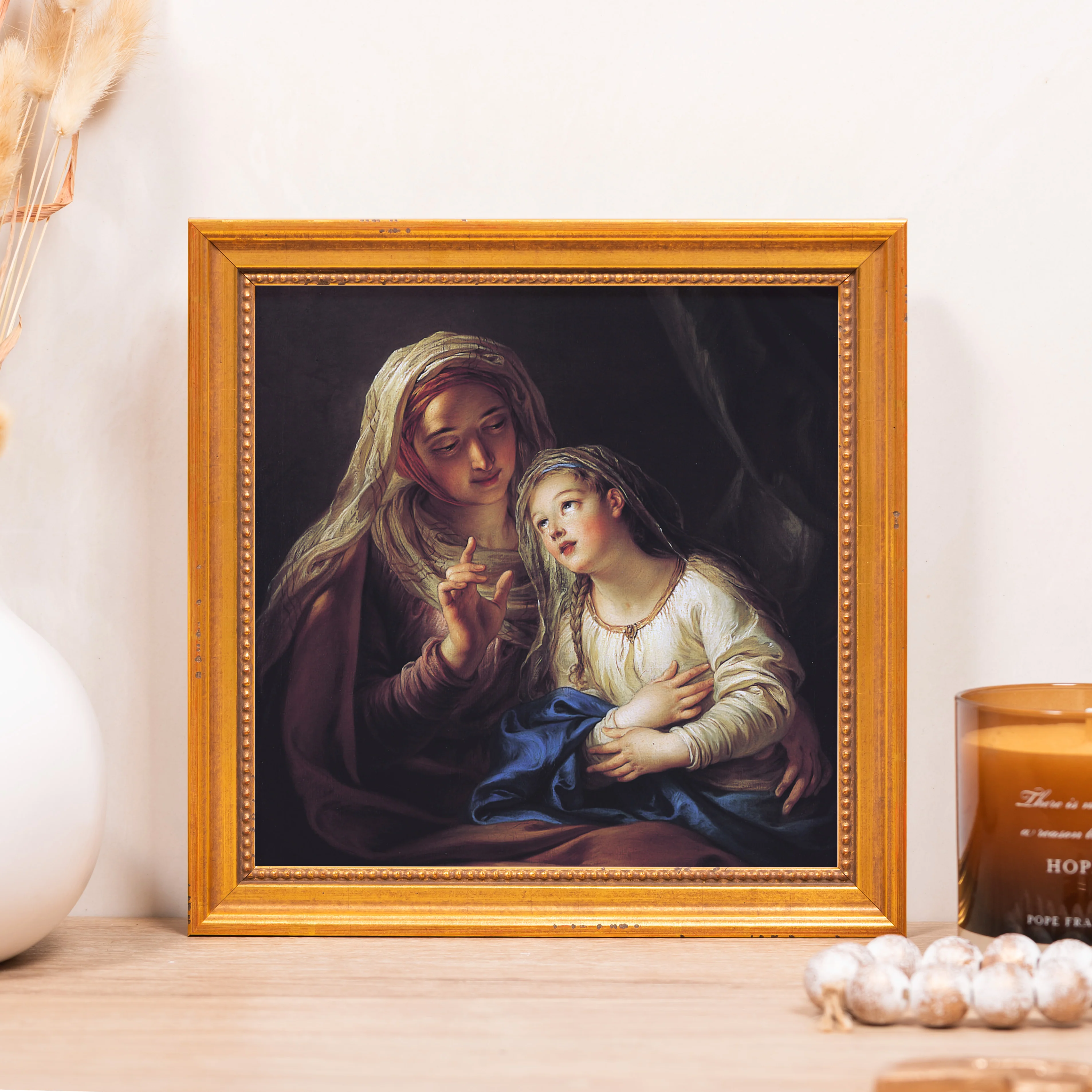 Education of the Virgin Framed Canvas - Sacred Mini Collection - Image 4