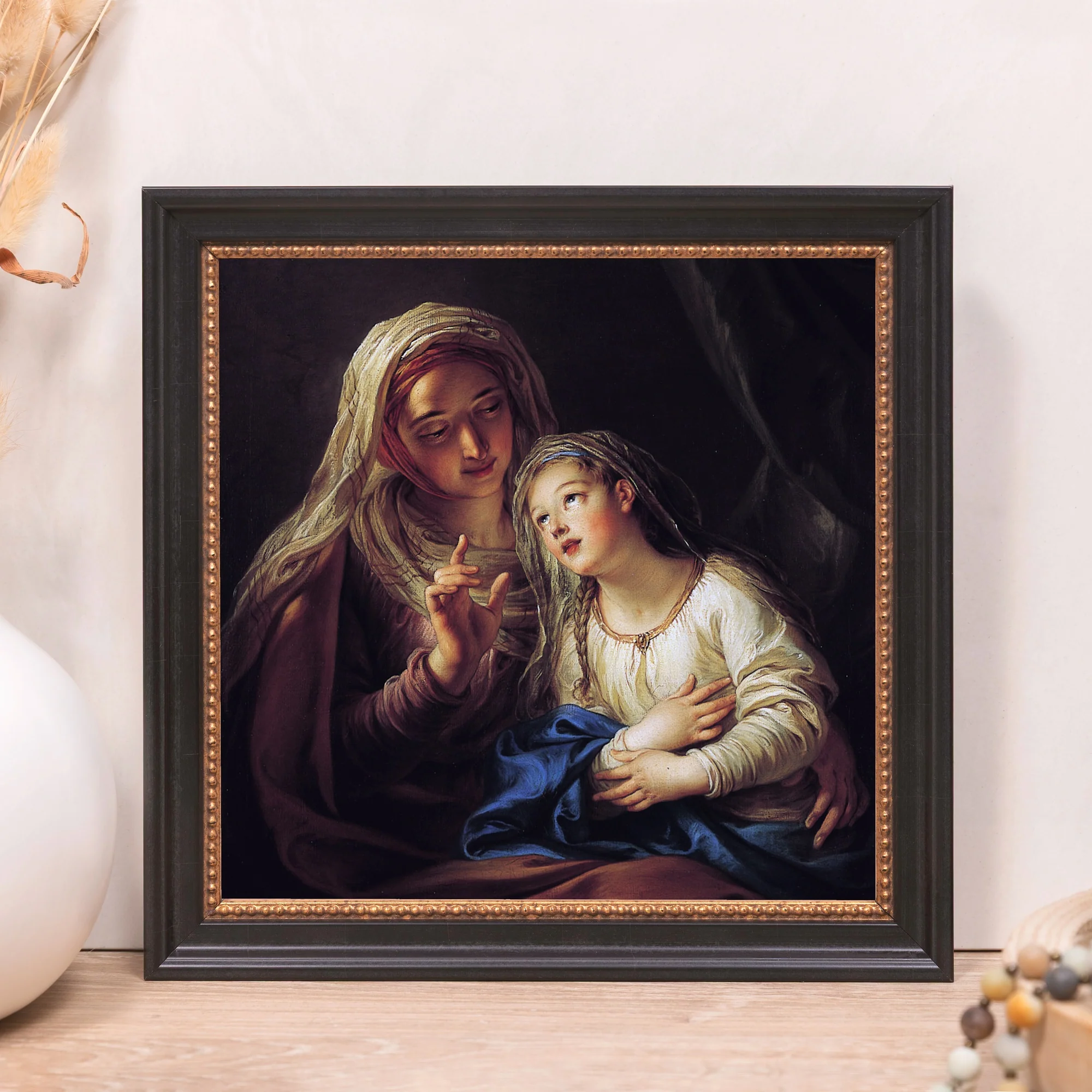 Education of the Virgin Framed Canvas - Sacred Mini Collection - Image 7