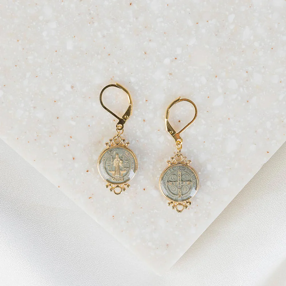 Enameled Benedict Jubilee Medal Earrings - Multiple Colors - Image 3