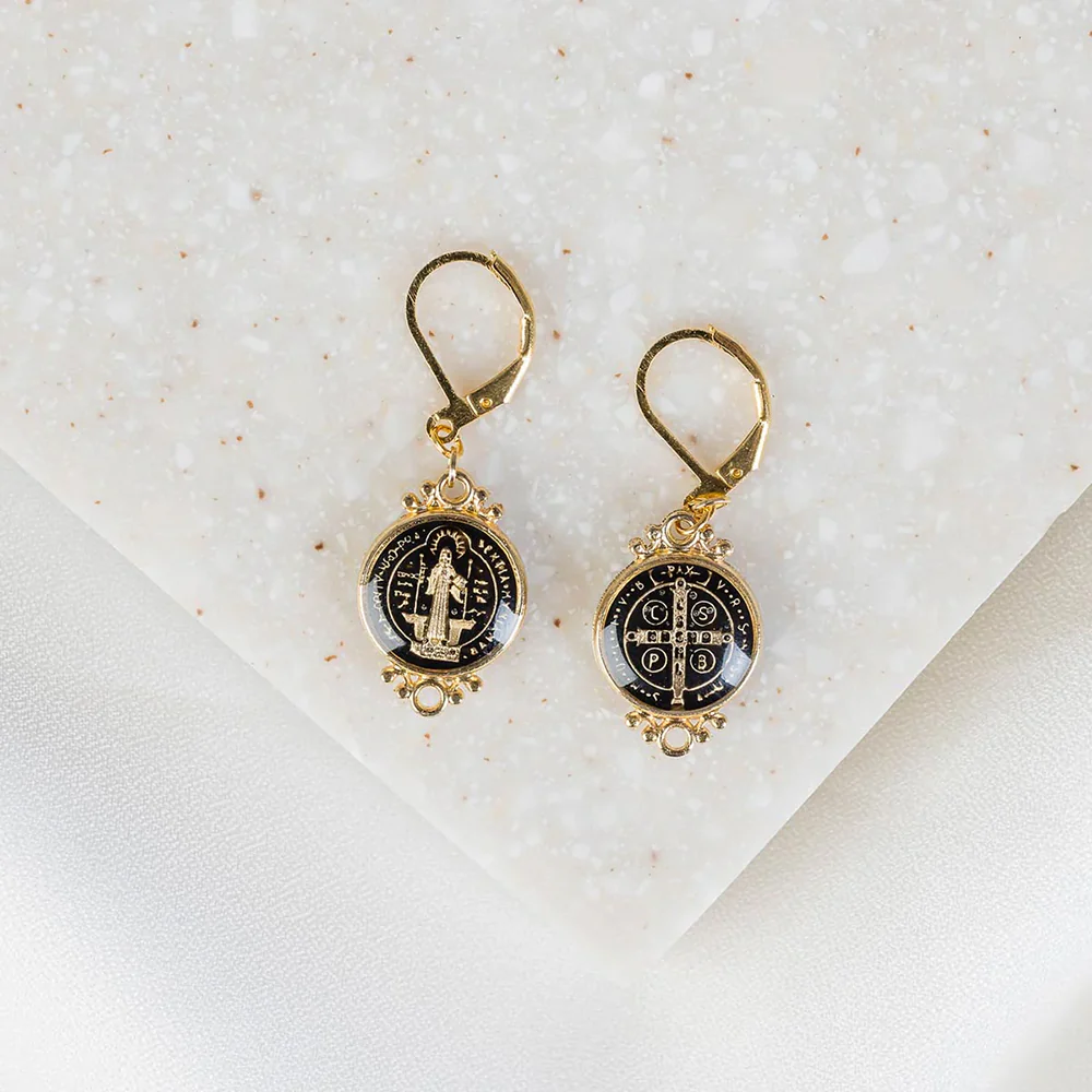 Enameled Benedict Jubilee Medal Earrings - Multiple Colors - Image 5